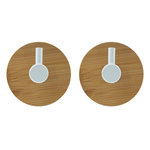 Paris Prix Lot de 2 Patères Adhésives en Bambou  Fixeo  5cm Naturel & Blanc