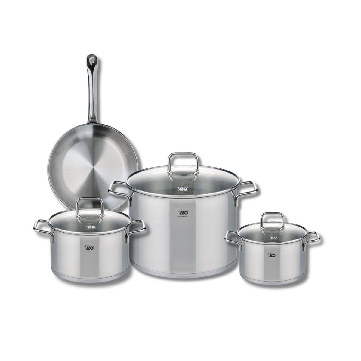 ELO Ensemble de 1 Poêle de cuisson 24 cm et 3 faitouts 16, 20 et 26 cm Elo Profi Citrin