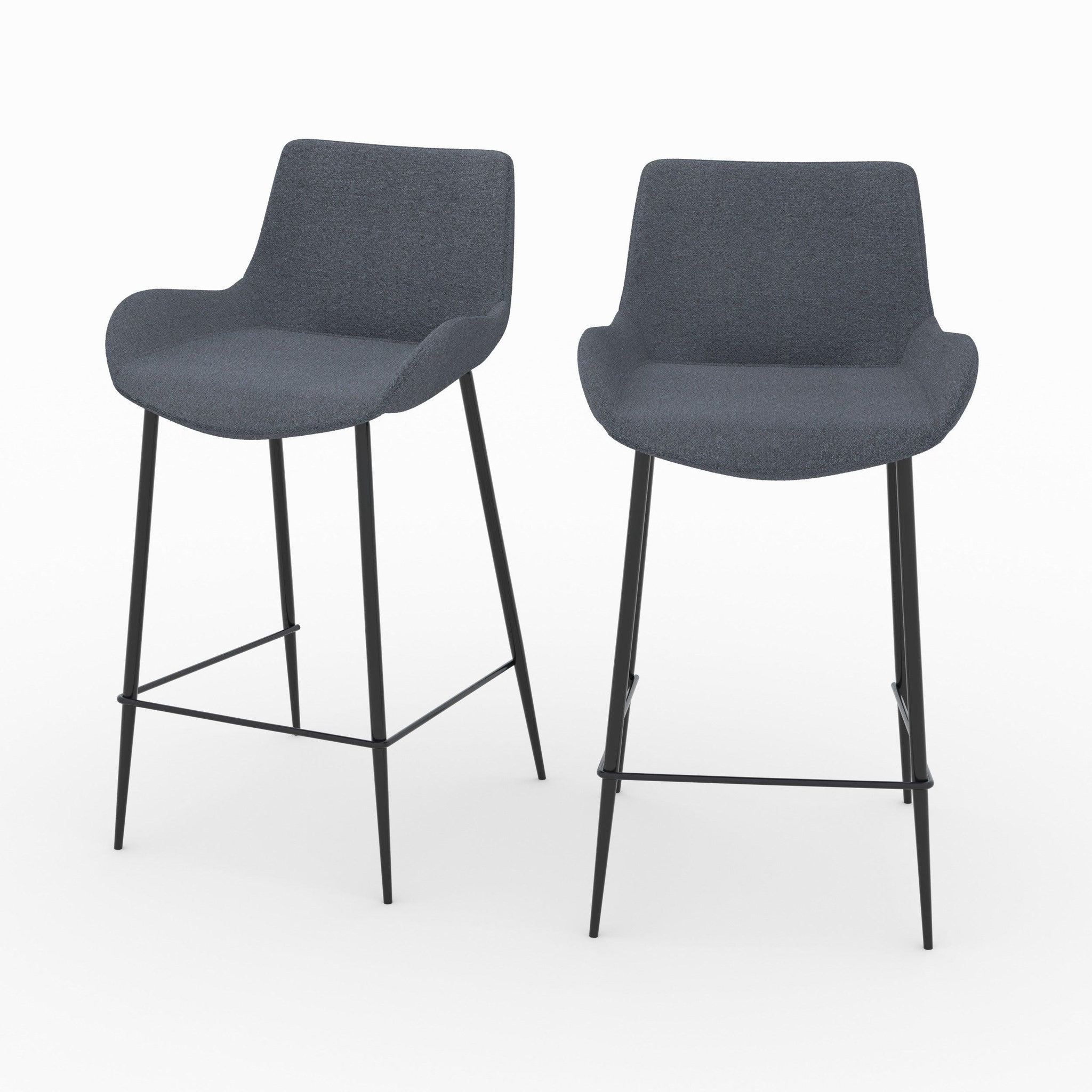 MAISON PAVANE Lot de 2 chaises pour îlot central en tissu gris 65 cm-pirata