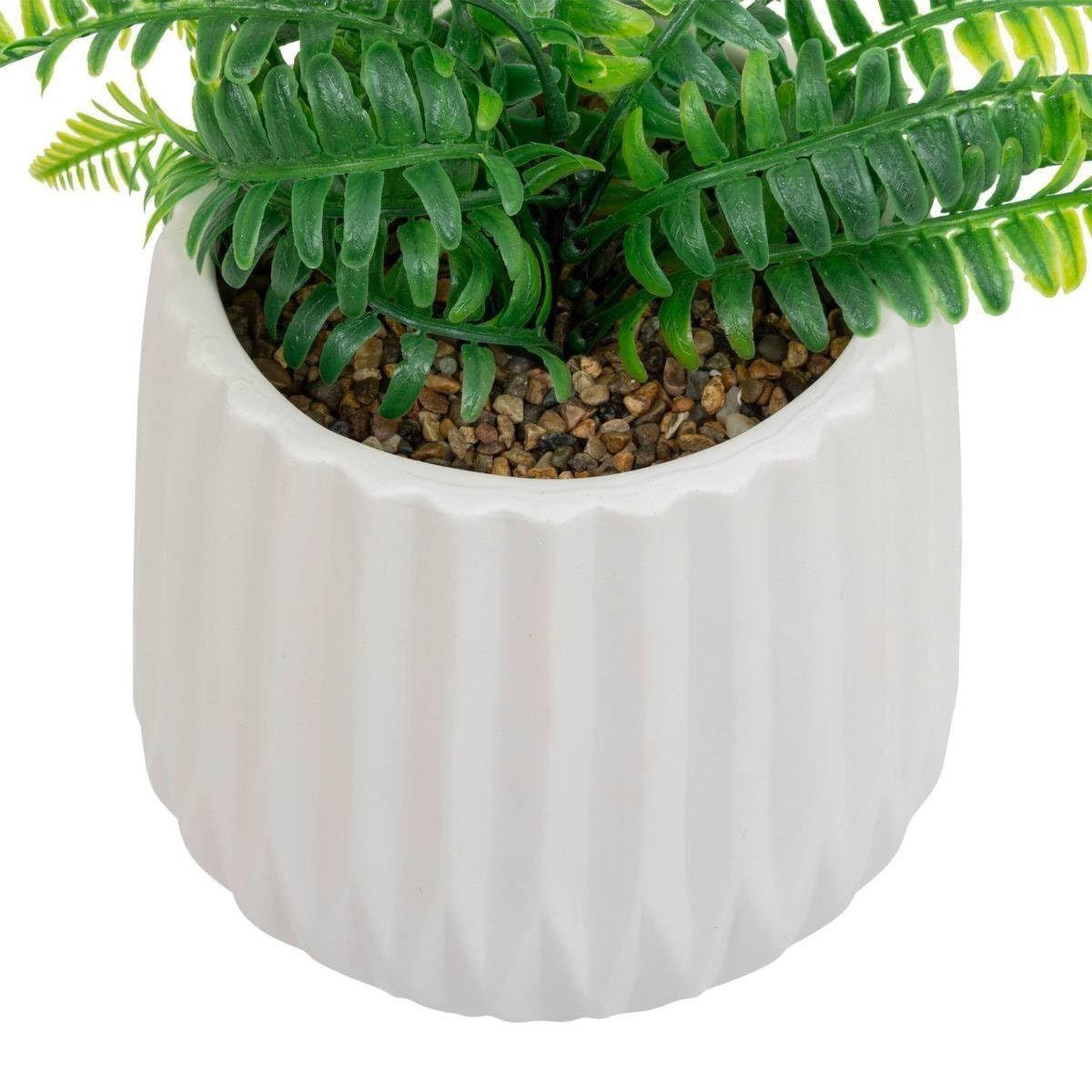 Voir la diapositive 3 : ATMOSPHERA Plante artificielle en pot  fougère  33cm blanc