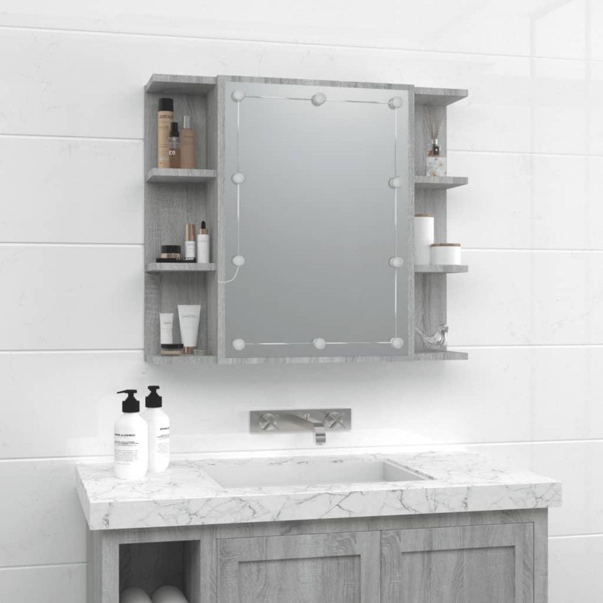 VIDAXL Armoire a miroir avec LED Sonoma gris 70x16,5x60 cm