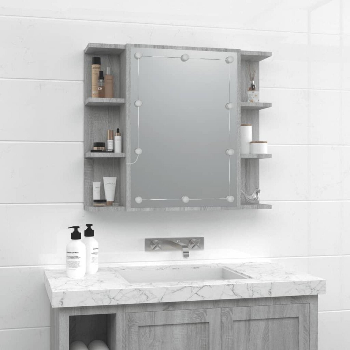 VIDAXL Armoire a miroir avec LED Sonoma gris 70x16,5x60 cm