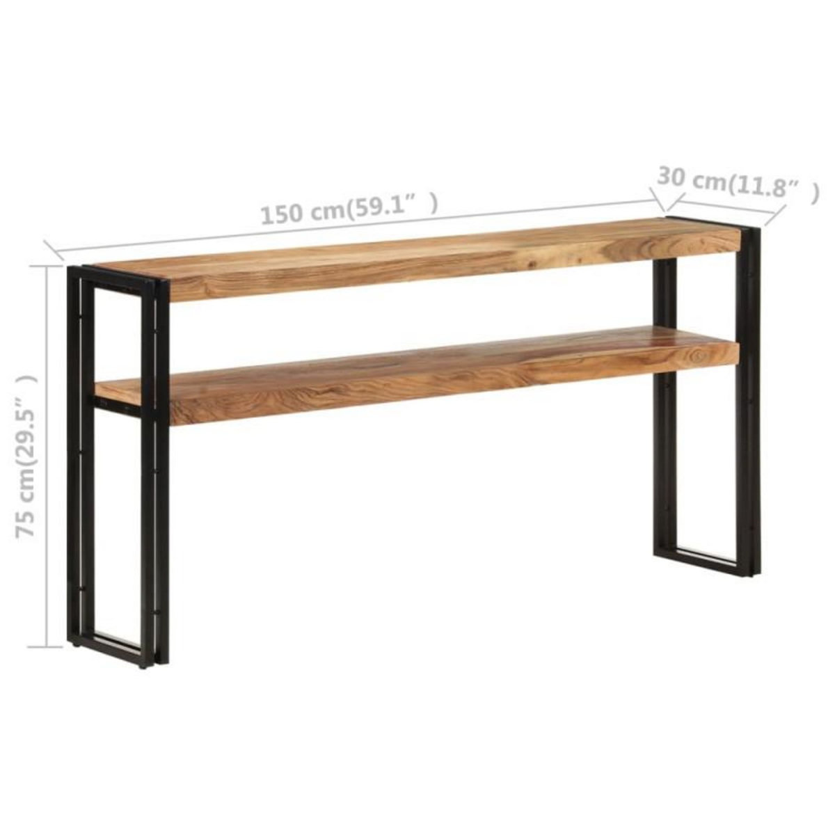 VIDAXL Table console 150x30x75 cm Bois d acacia solide