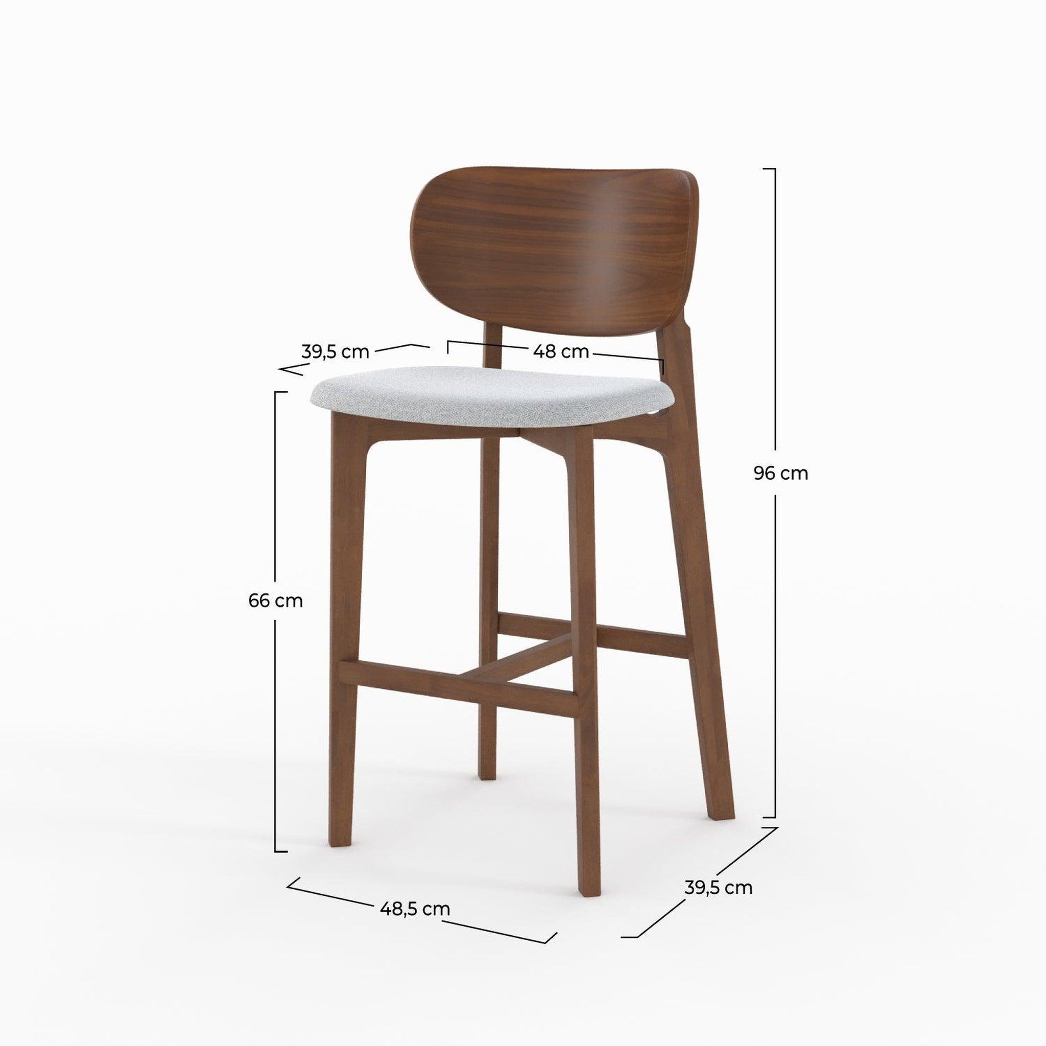 Voir la diapositive 4 : MAISON PAVANE Lot de 2 chaises pour îlot central 66 cm en bois et tissu gris clair-aria