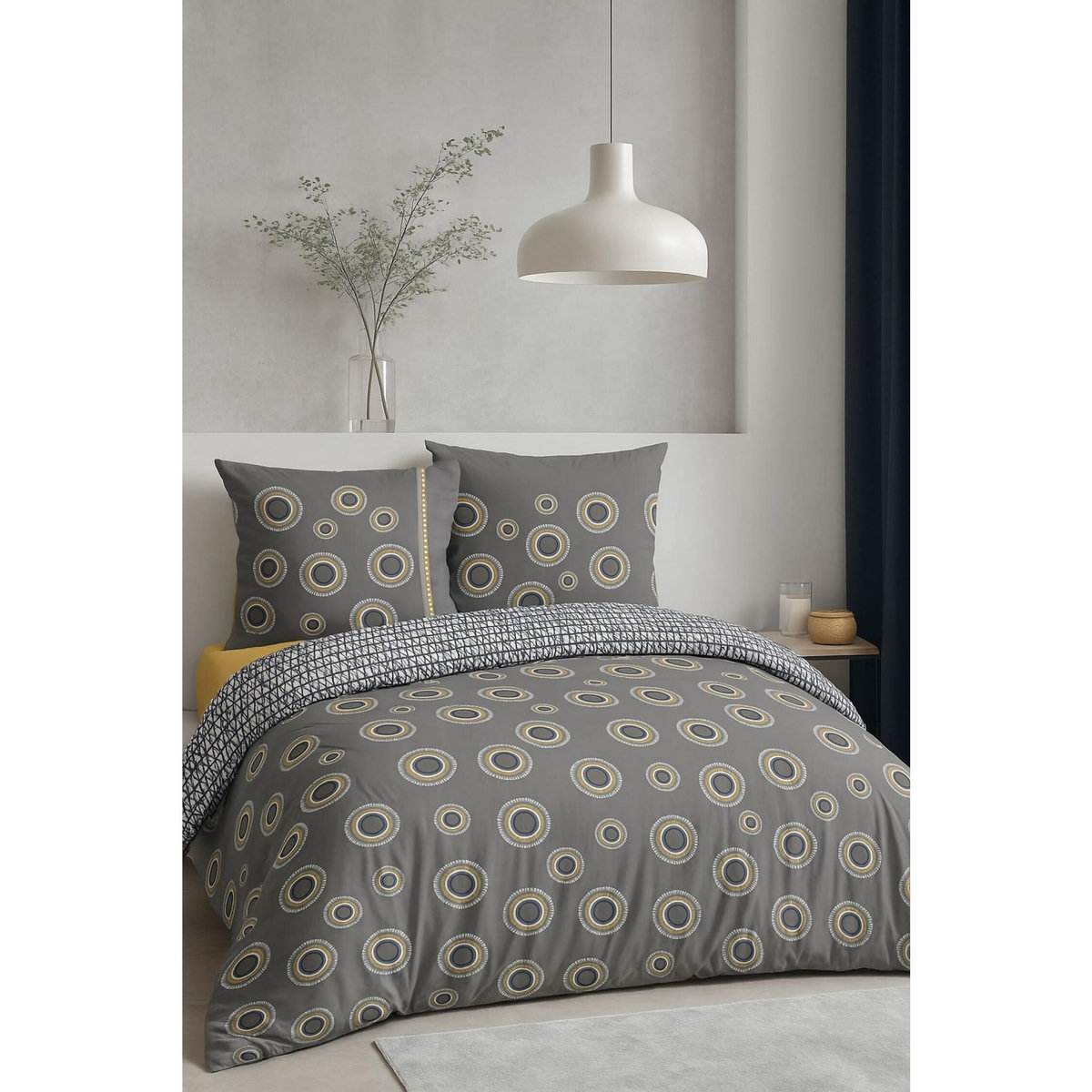 Home collection Parure housse de couette 100% coton lavé 57fils kaly