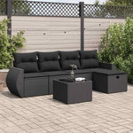 VIDAXL Salon de jardin 6 pcs avec coussins noir resine tressee