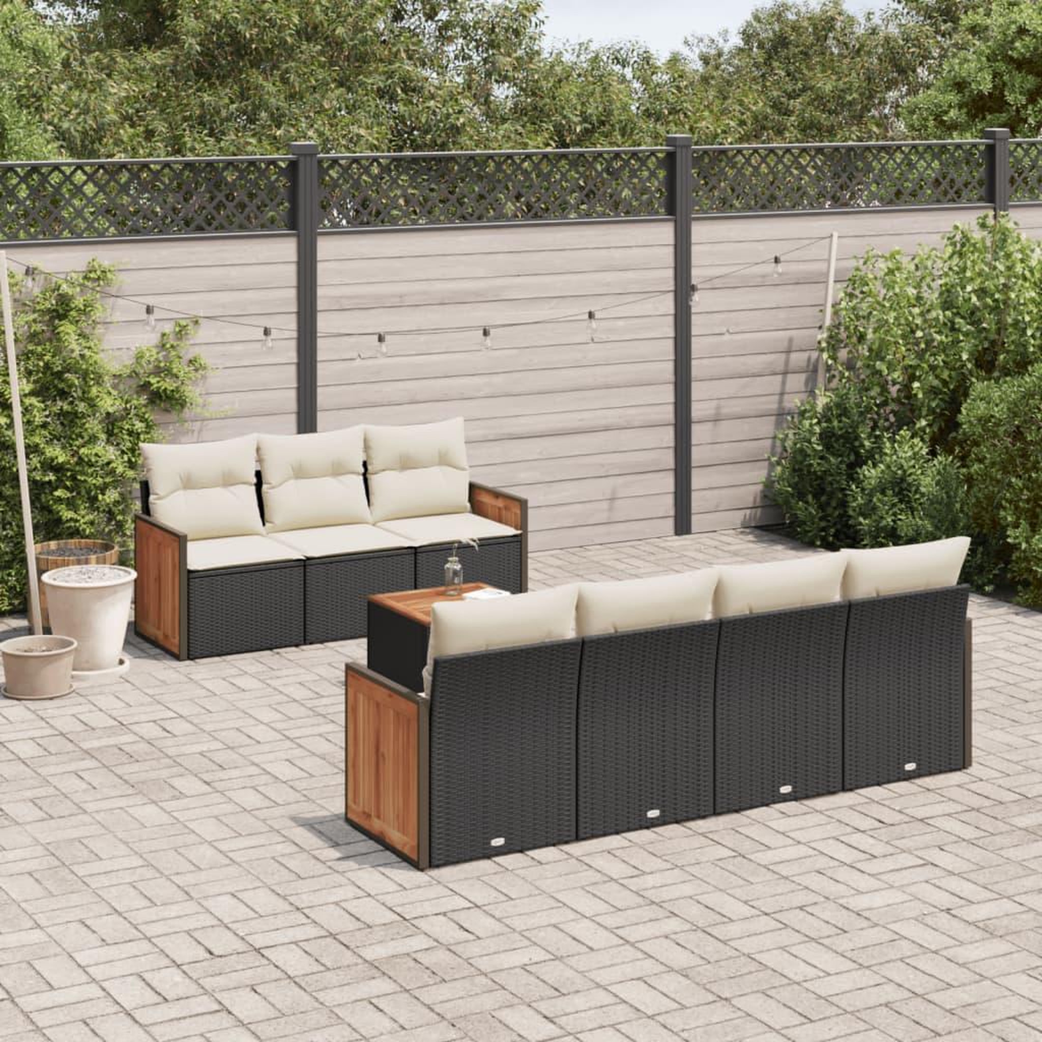 VIDAXL Salon de jardin 8 pcs avec coussins noir resine tressee