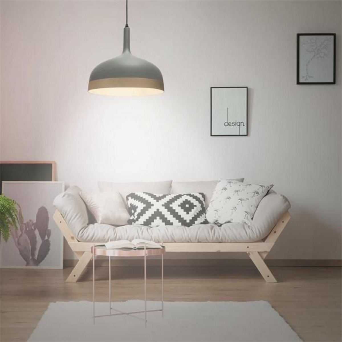 Paris Prix Lampe Suspension  Cloche  30cm Gris & Or