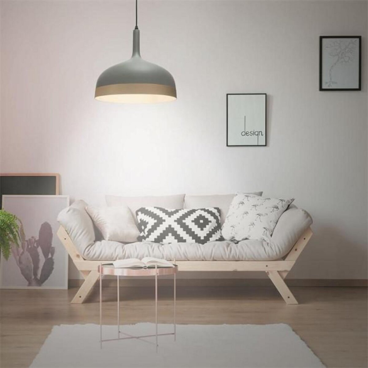 Paris Prix Lampe Suspension  Cloche  30cm Gris & Or