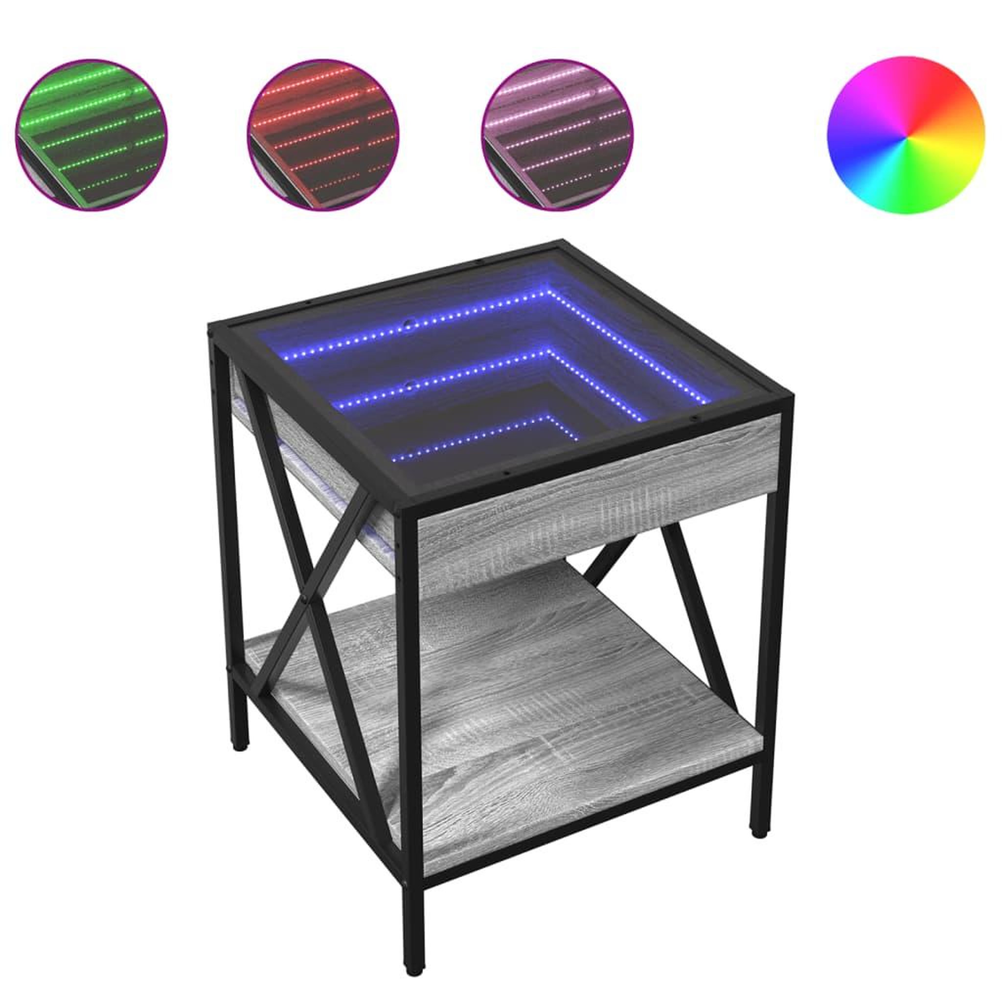 Voir la diapositive 2 : VIDAXL Table basse avec LED Infinity sonoma gris 40x40x49 cm