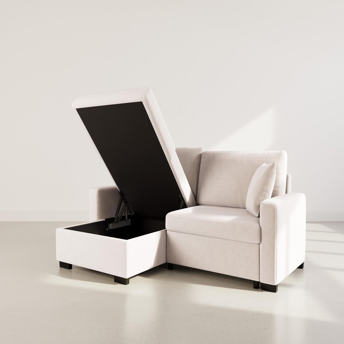 BEST MOBILIER Gisele - canapé d'angle réversible 4 places convertible avec coffre en velours côtelé