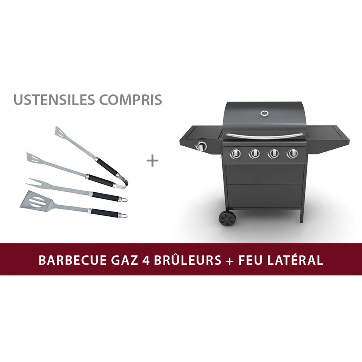 CONCEPT USINE Barbecue à gaz 4 + 1 brûleurs TALLAHASSEE