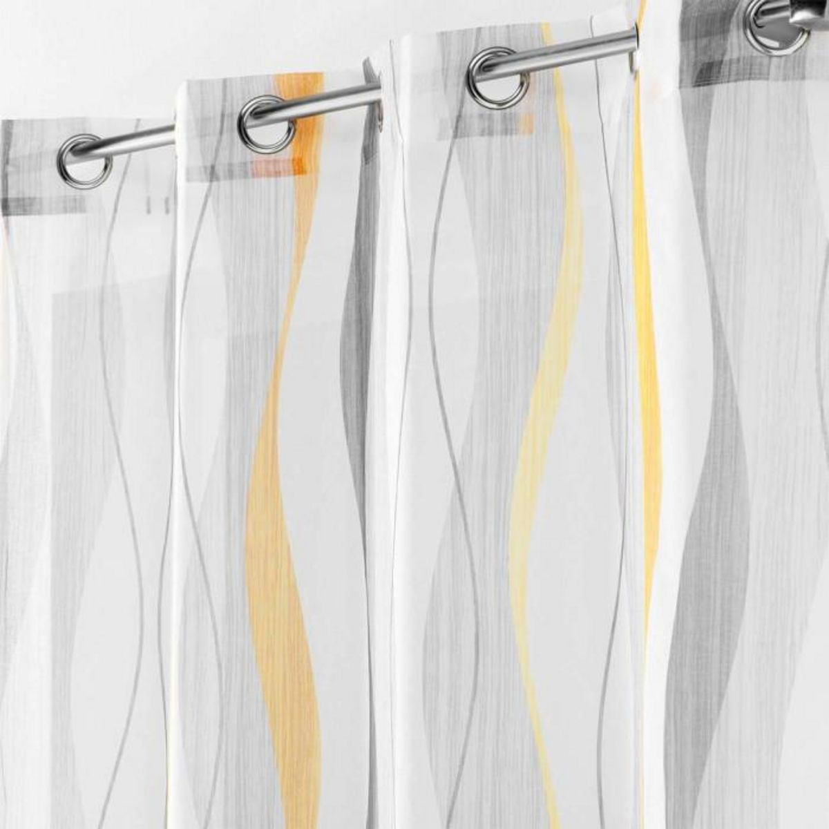 Paris Prix Rideau Voilage à Œillets  Ondulys  140x240cm Jaune & Blanc