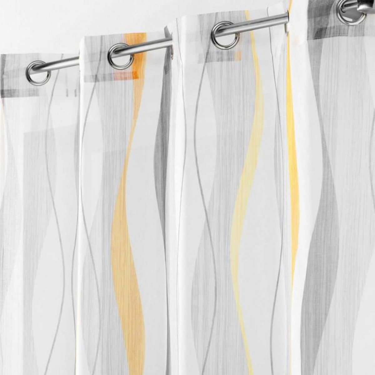 Paris Prix Rideau Voilage à Œillets  Ondulys  140x240cm Jaune & Blanc