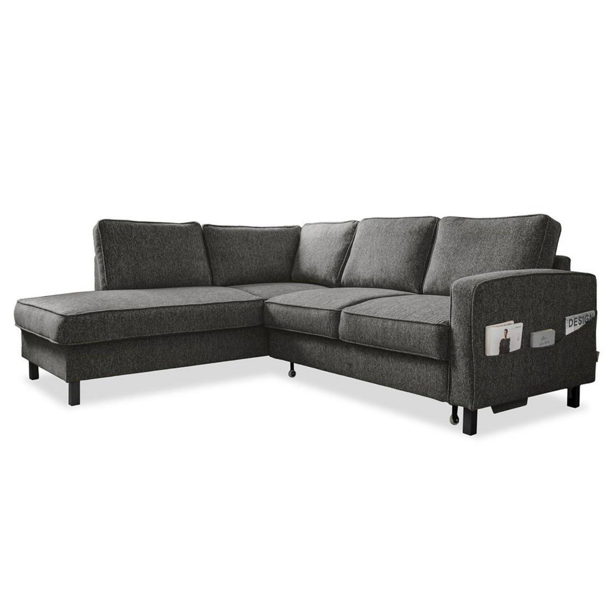 BEST MOBILIER Molly - canapé d'angle gauche 5 places convertible en tissu