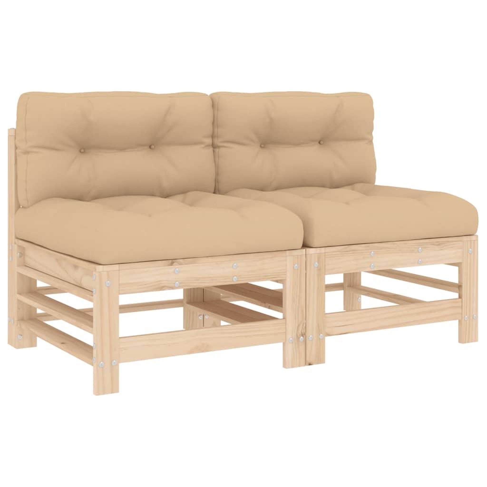 Voir la diapositive 2 : VIDAXL Canapes centraux avec coussins 2 pcs bois de pin massif