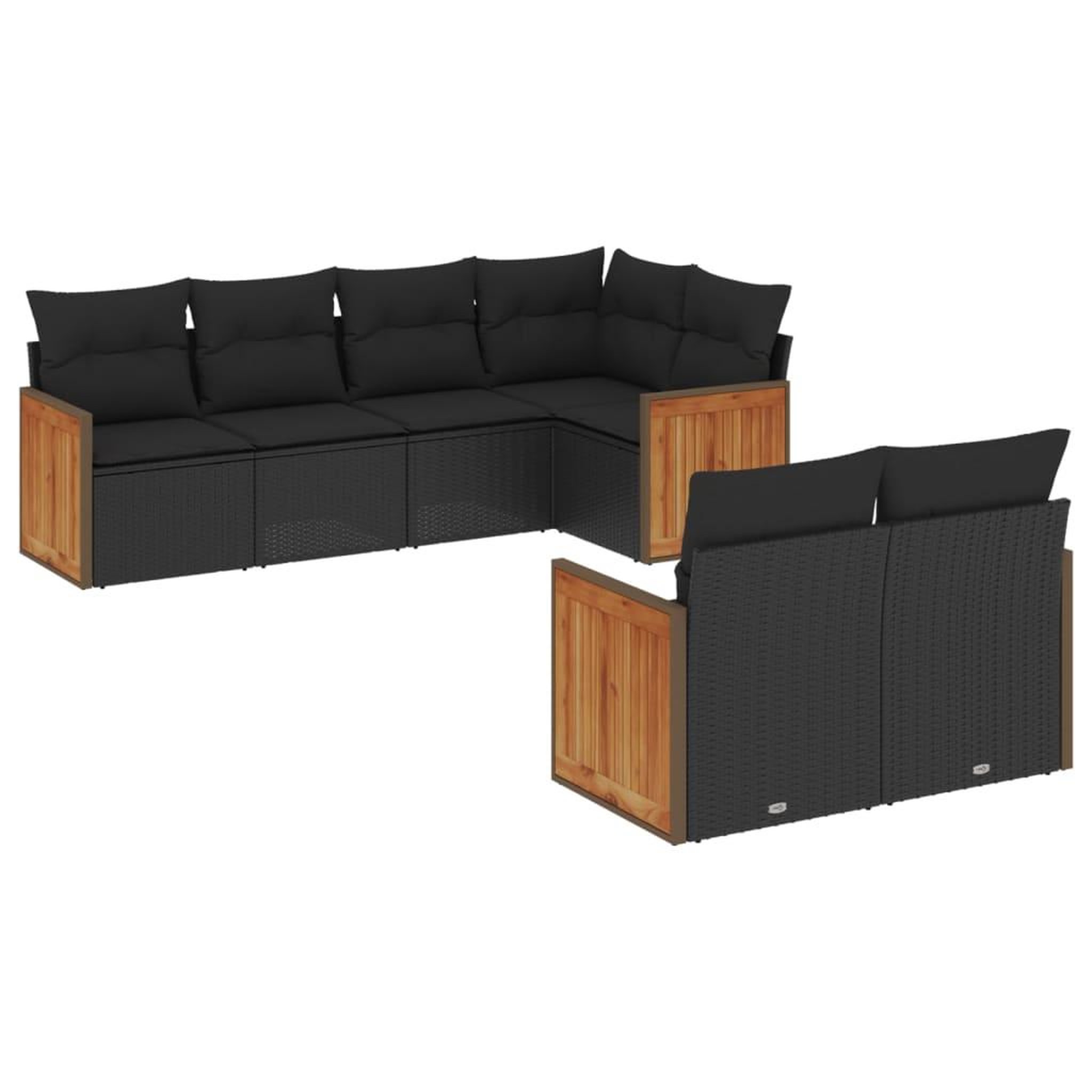 Voir la diapositive 2 : VIDAXL Salon de jardin 7 pcs avec coussins noir resine tressee