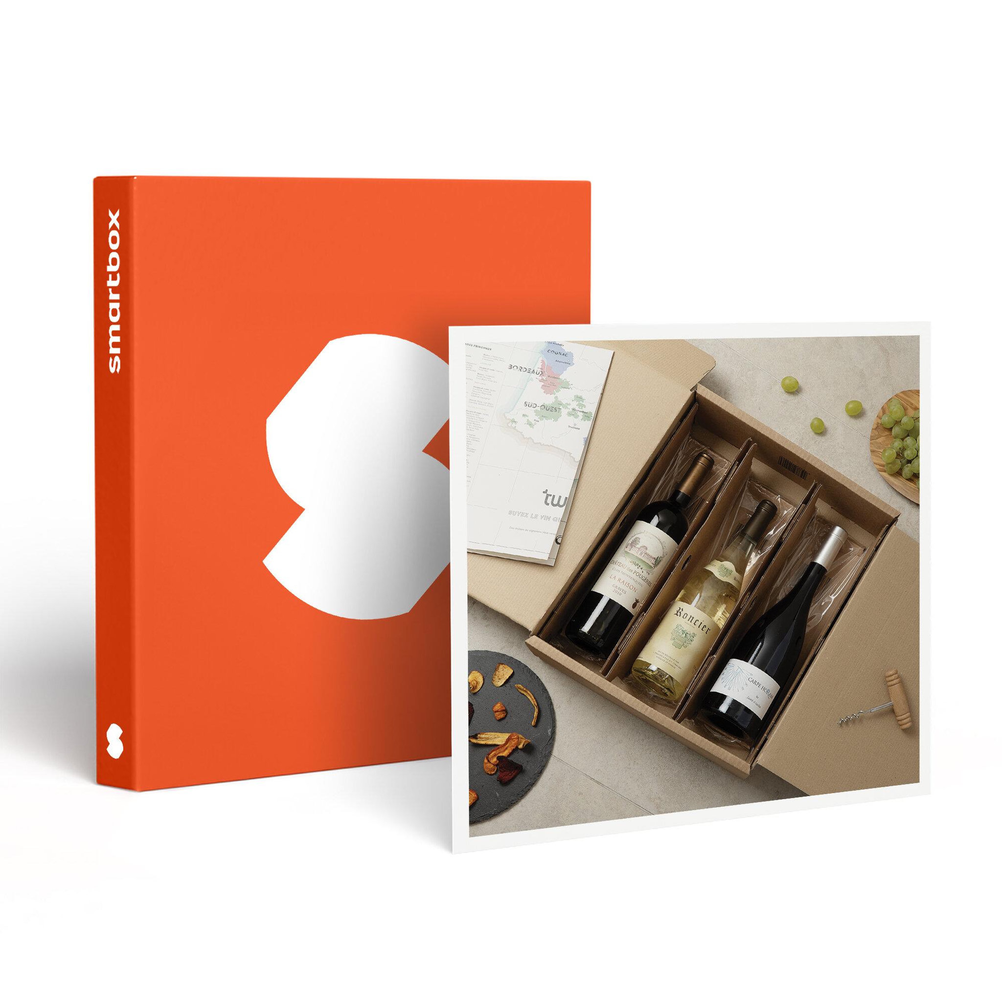 Smartbox Coffret de 3 bouteilles : vin rouge et vin blanc livrés à domicile - coffret cadeau gastronomie