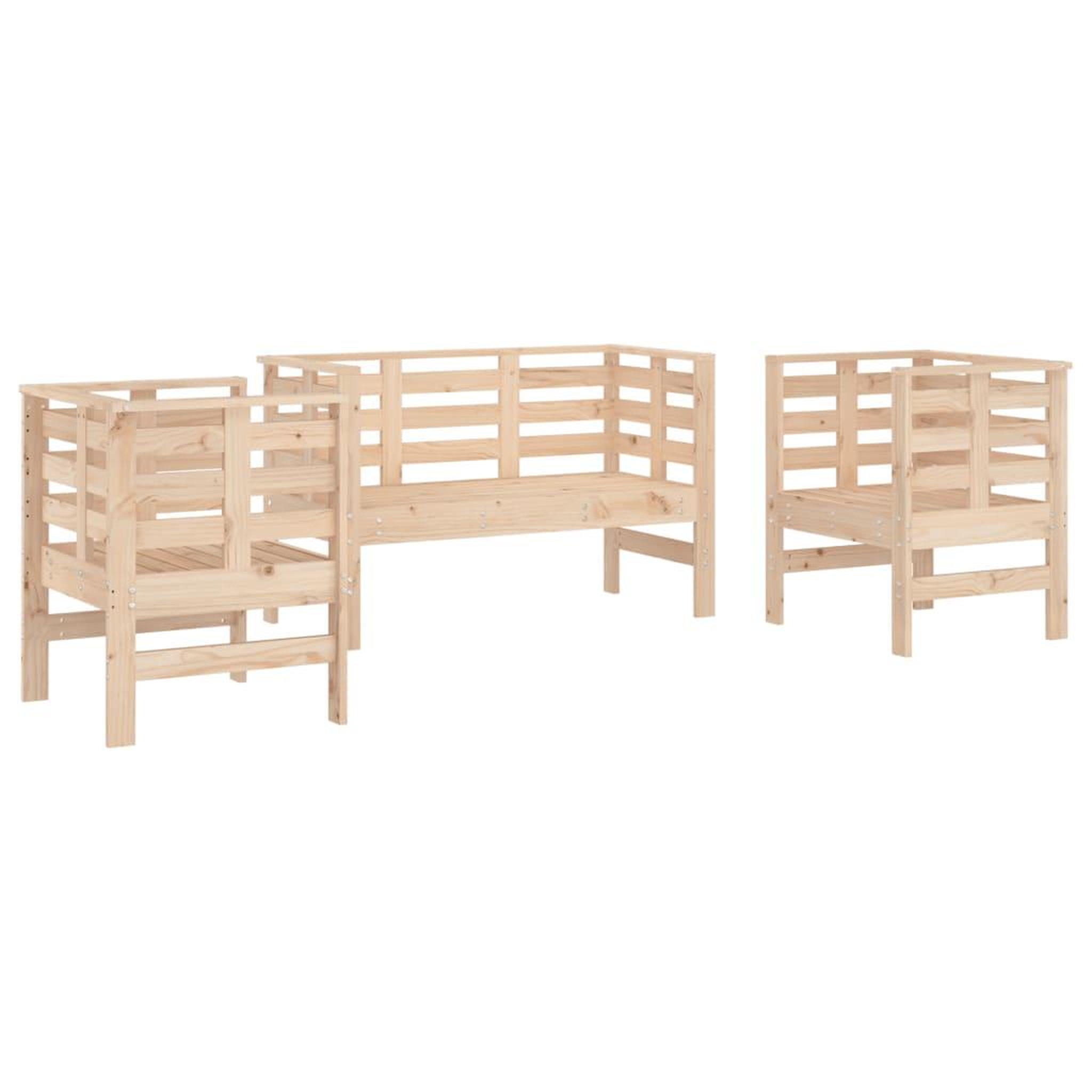 Voir la diapositive 2 : VIDAXL Salon de jardin 3 pcs bois massif de pin