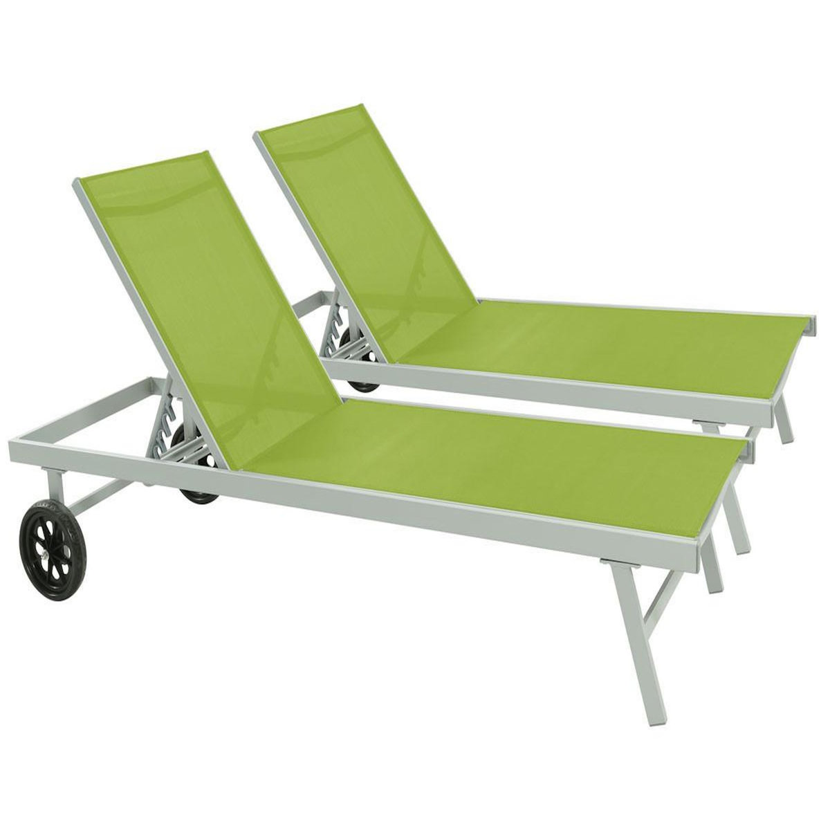 Habitat et Jardin Bain de soleil en aluminium et textilène  Bella  - Phoenix - Vert - Lot de 2