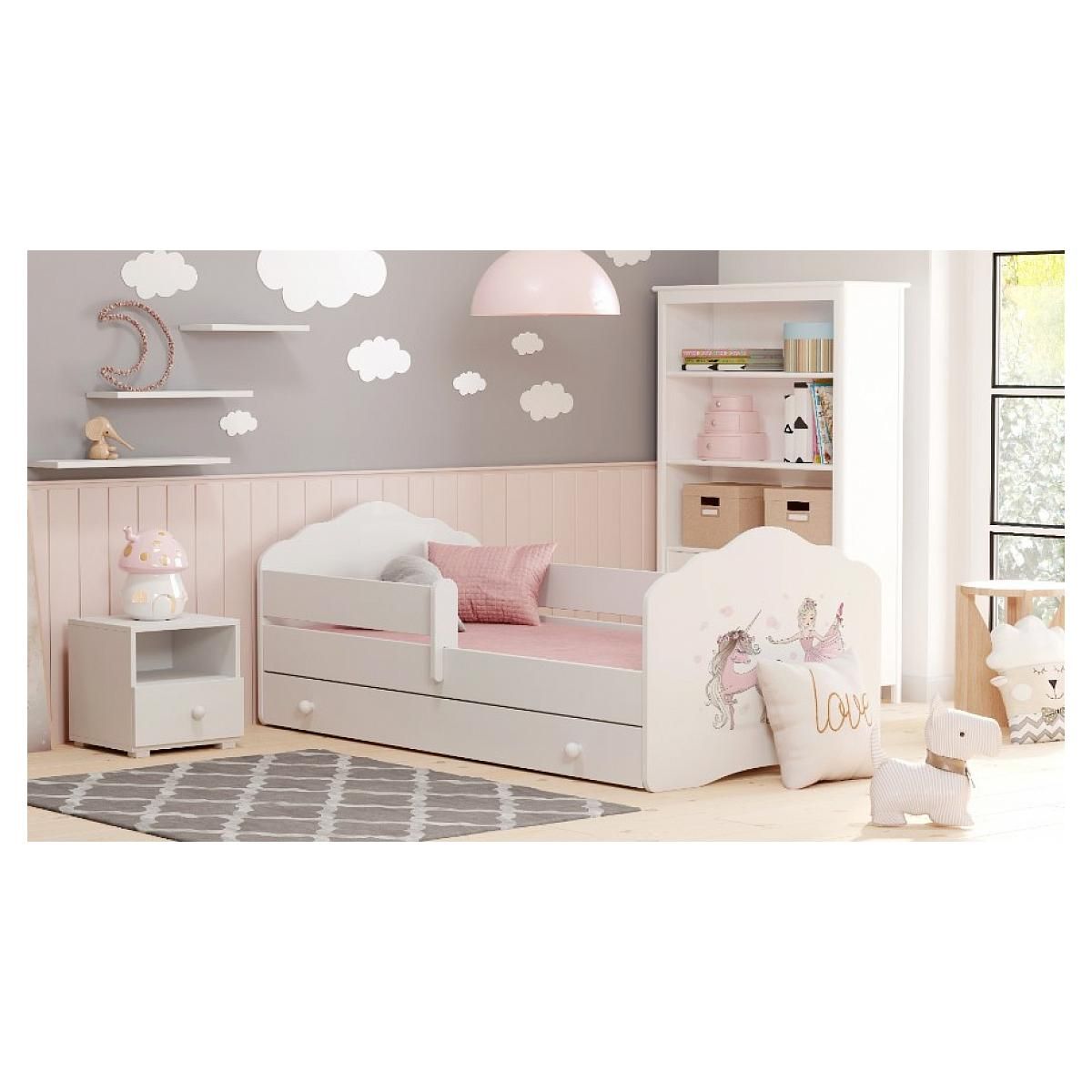 KOBI Lit enfant FALA BAR+SZU 140x70 Danseuse avec tiroir de rangement avec matelas