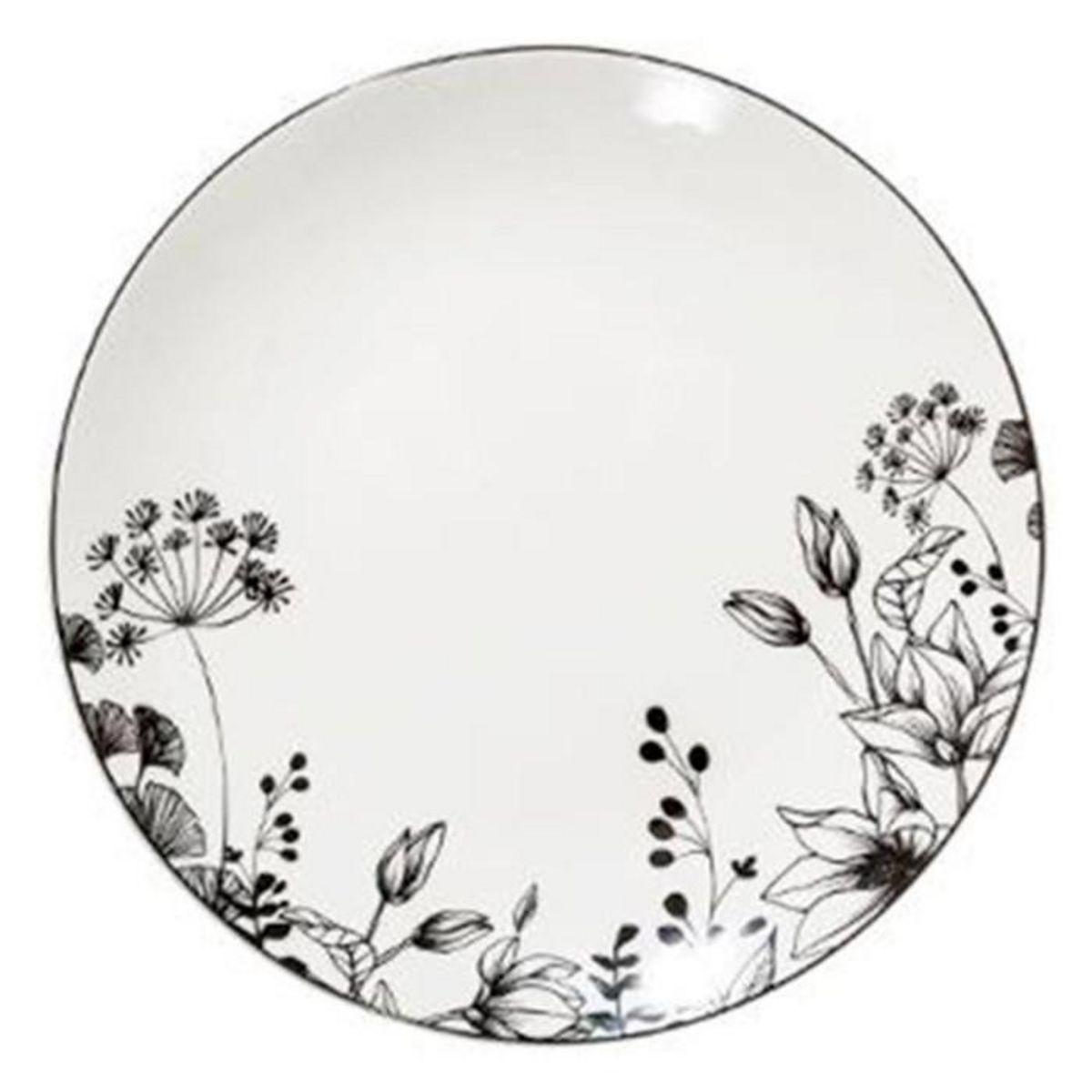SECRET DE GOURMET Lot de 6 Assiettes à Dessert  White Floral  20cm Blanc