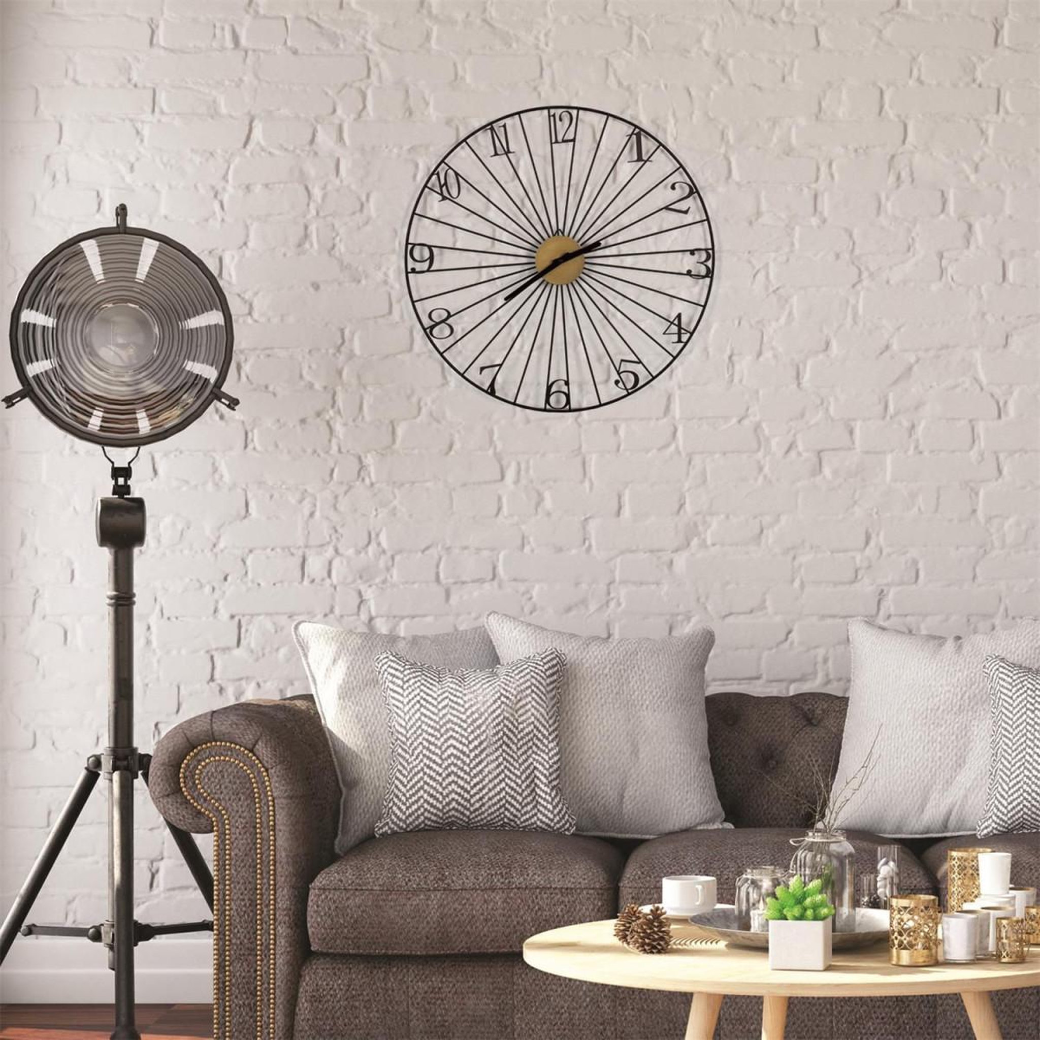 Voir la diapositive 2 : The Home Deco Factory Horloge murale design  filaire  50cm noir