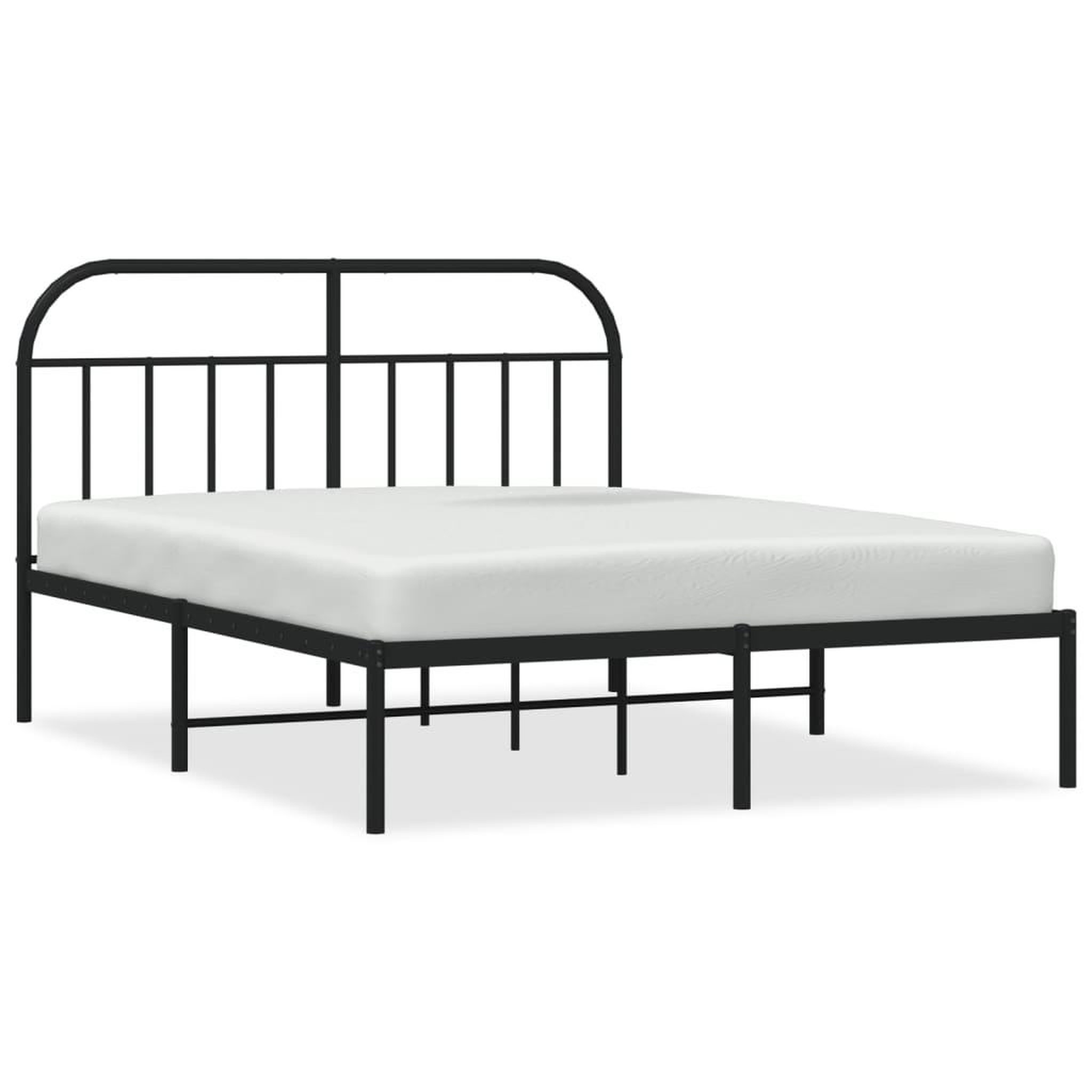 Voir la diapositive 2 : VIDAXL Cadre de lit metal sans matelas avec tete de lit noir 140x200cm