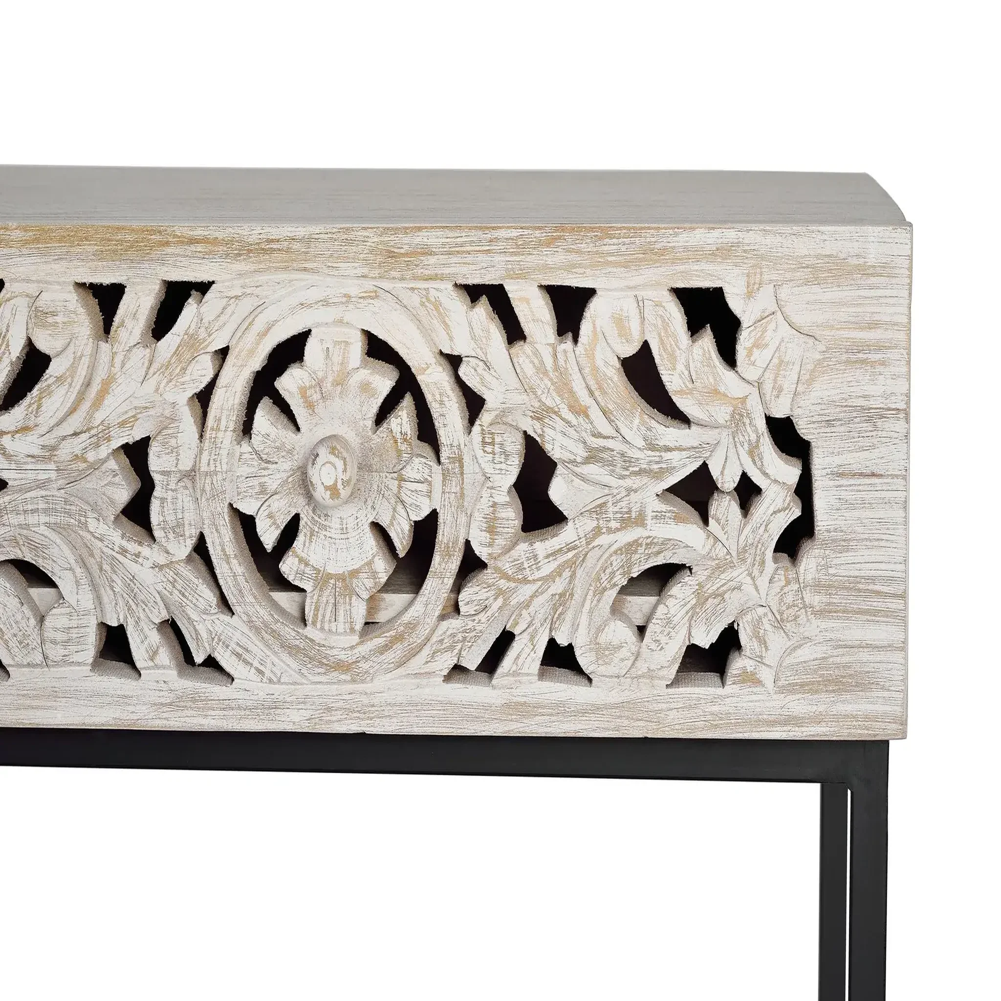 Voir la diapositive 5 : GINER Y COLOMER SL Console en bois de manguier 120 cm style ethnique boho sculpté
