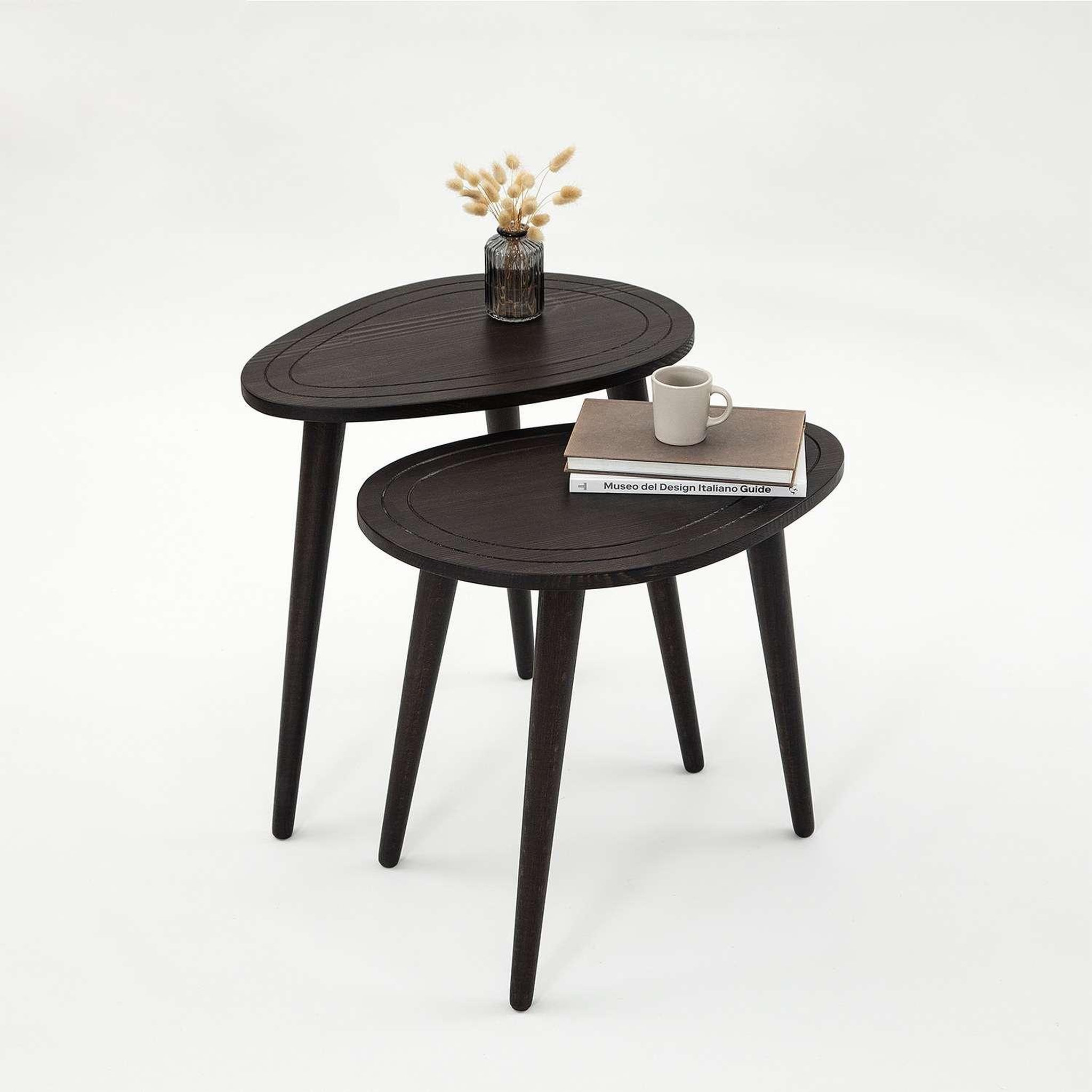 Voir la diapositive 4 : TOILINUX Lot de 2 tables d'appoint théodore en bois massif