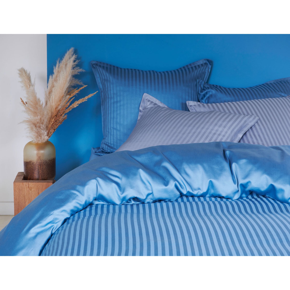 Parure housse de couette fantaisie en satin de coton 80 fils FIRENZE Gris