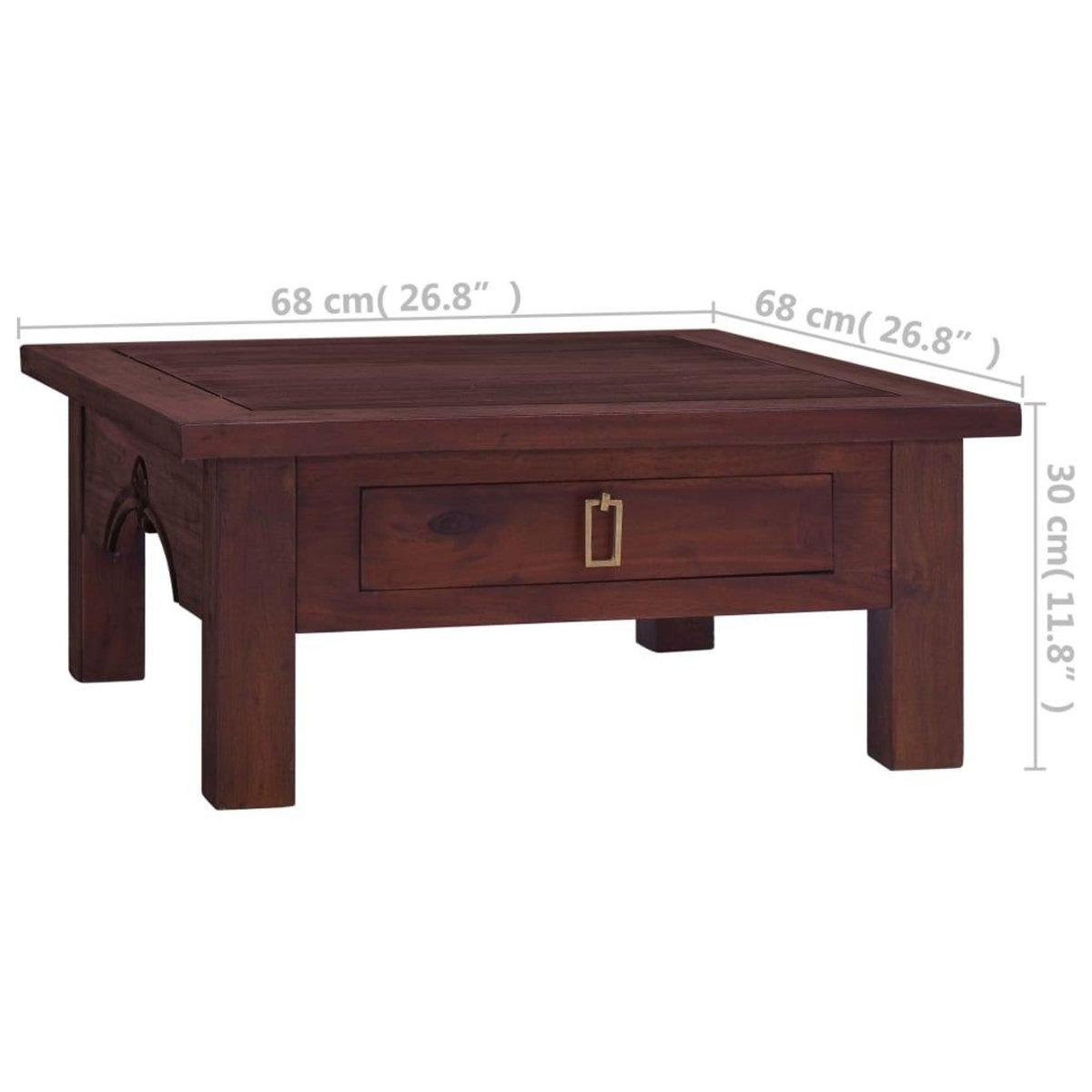 VIDAXL Table basse Marron classique 68x68x30 cm Bois d'acajou massif