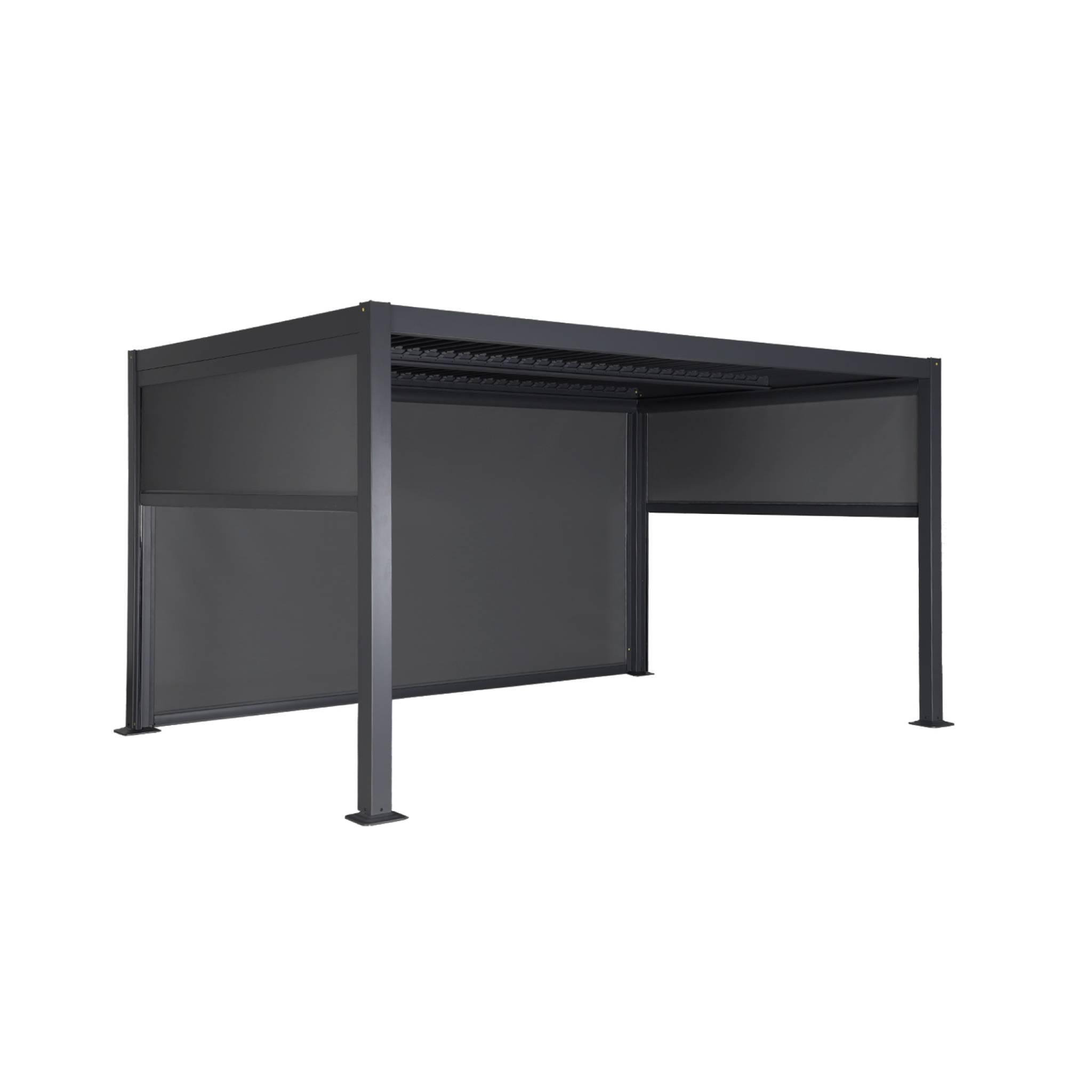 Voir la diapositive 2 : SWEEEK Pergola bioclimatique aluminium et acier 3x4m lames orientables + 2 stores 3m + 1 store 4m PALACE anthracite