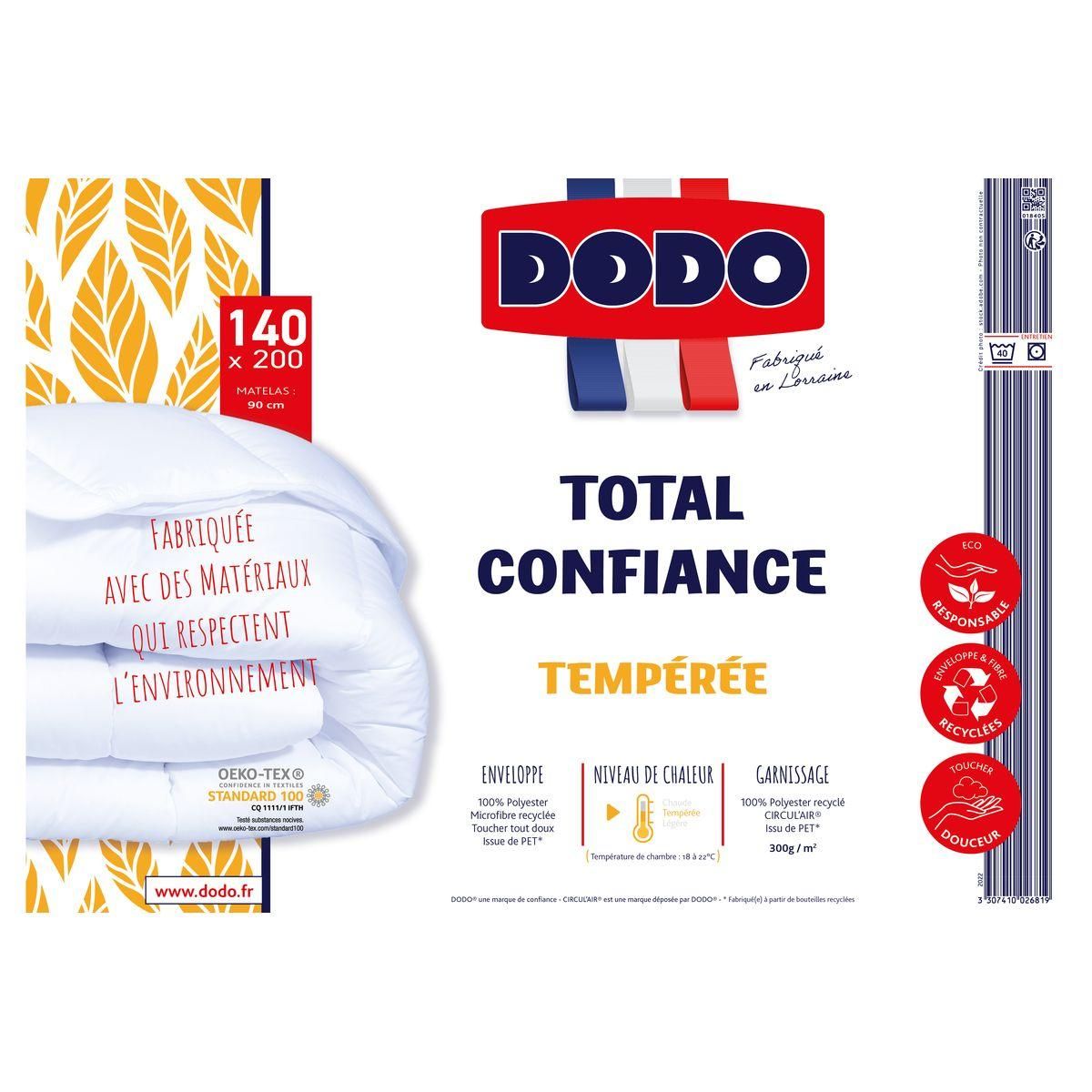 DODO Couette tempérée tissu et fibre recyclés 300 g/m² TOTAL CONFIANCE 