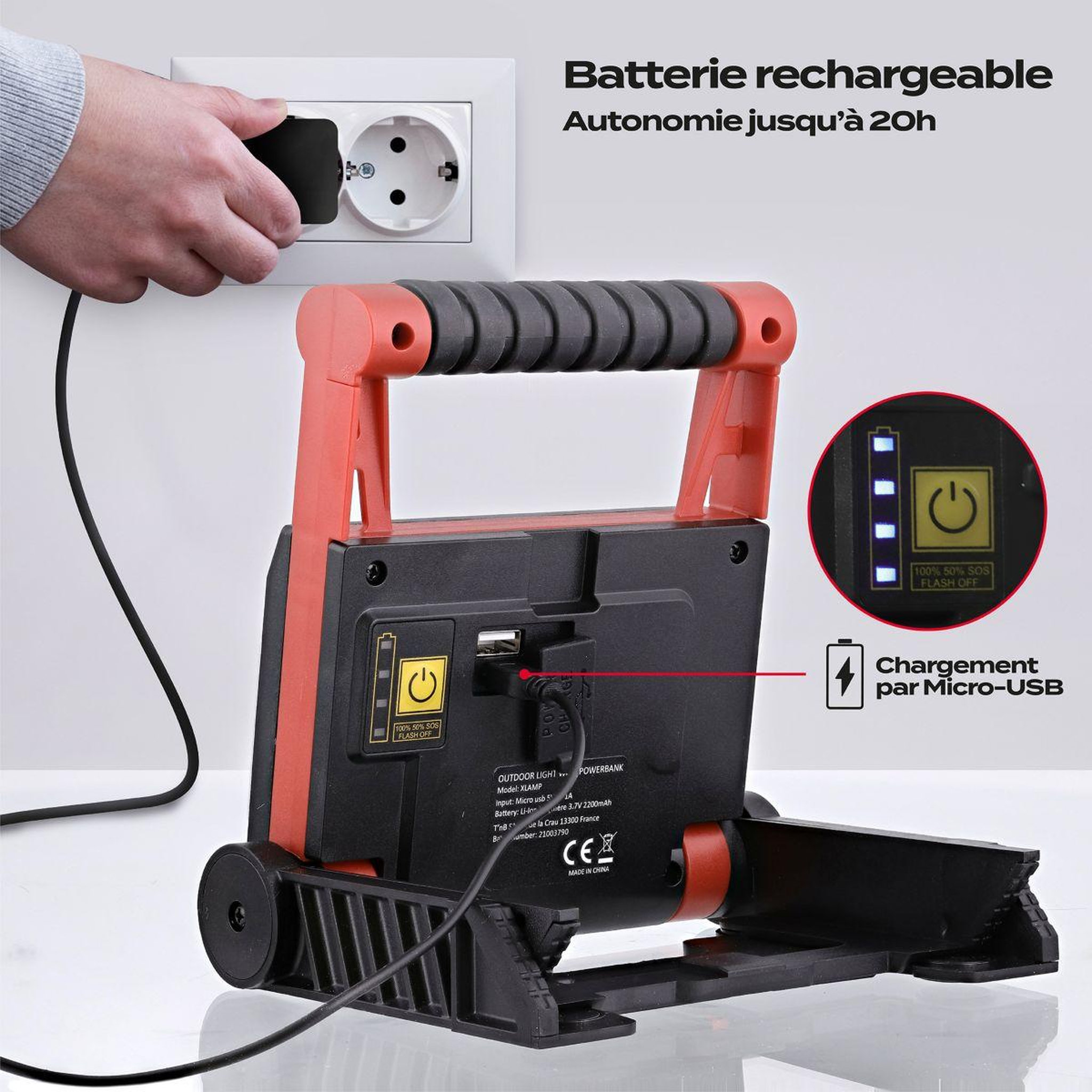 Voir la diapositive 4 : TNB Batterie externe lampe extérieure noir