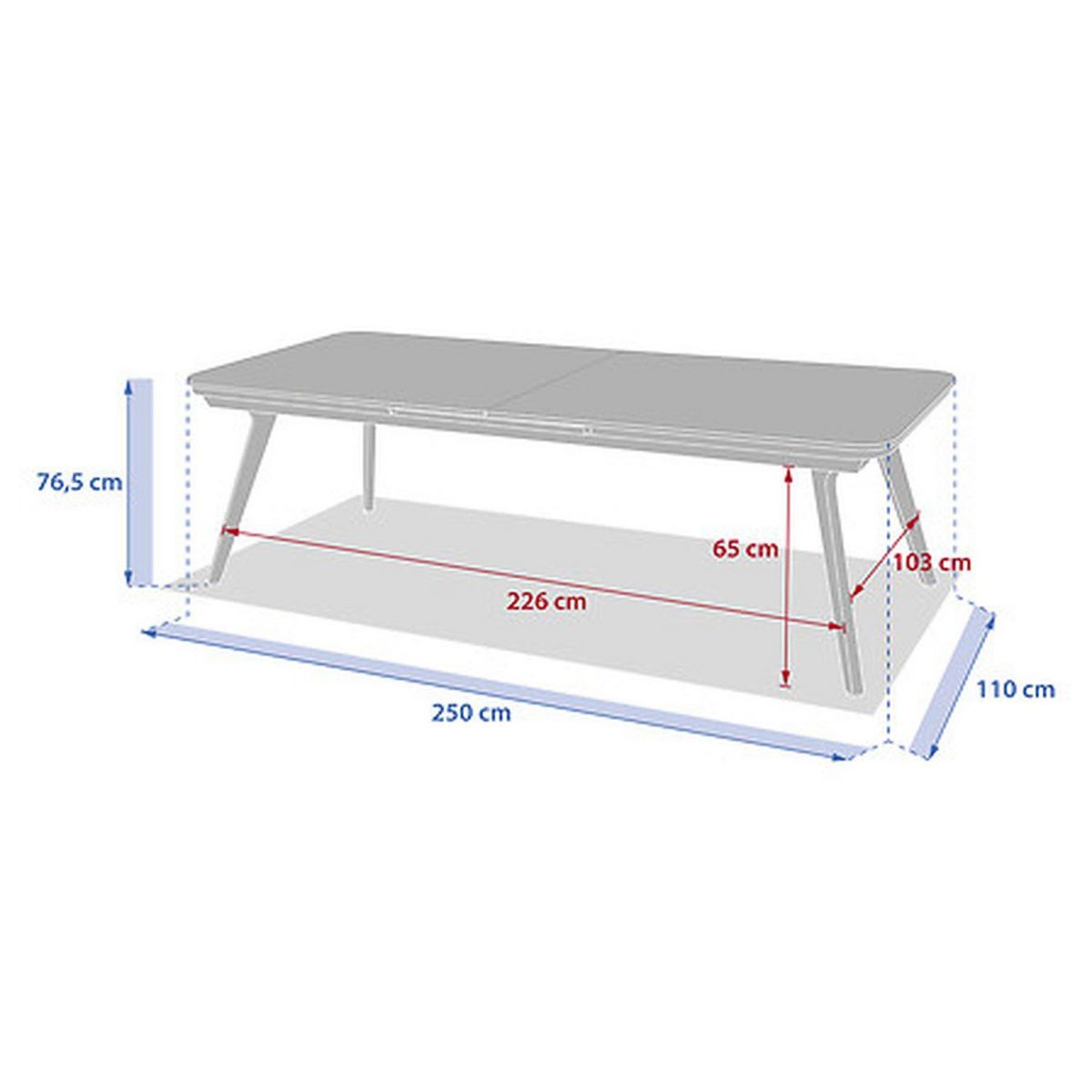 HESPERIDE Table de jardin extensible en aluminium et verre 12 places PULPY - Vert laurier et gris granite