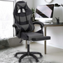 Voir la diapositive 4 : ID MARKET Fauteuil de gaming LED LUC avec repose-pied, coussin de tête et support lombaire noir et gris