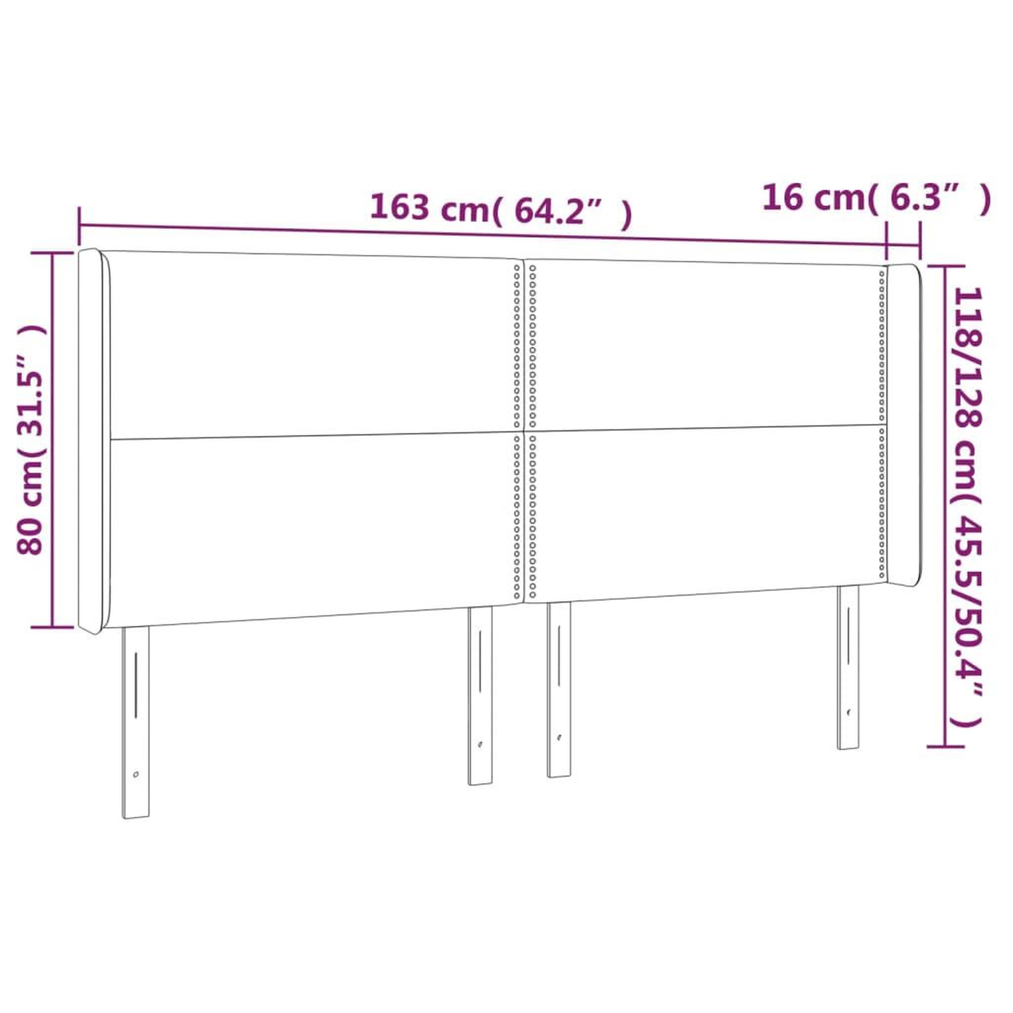 Voir la diapositive 6 : VIDAXL Tete de lit a LED Blanc 163x16x118/128 cm Similicuir