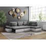 Voir la diapositive 5 : LOUNGITUDE Canapé d'angle réversible convertible SEVARA 4 places - PU blanc et tissu gris clair - Coffre de rangement - L267 x P200 x H90