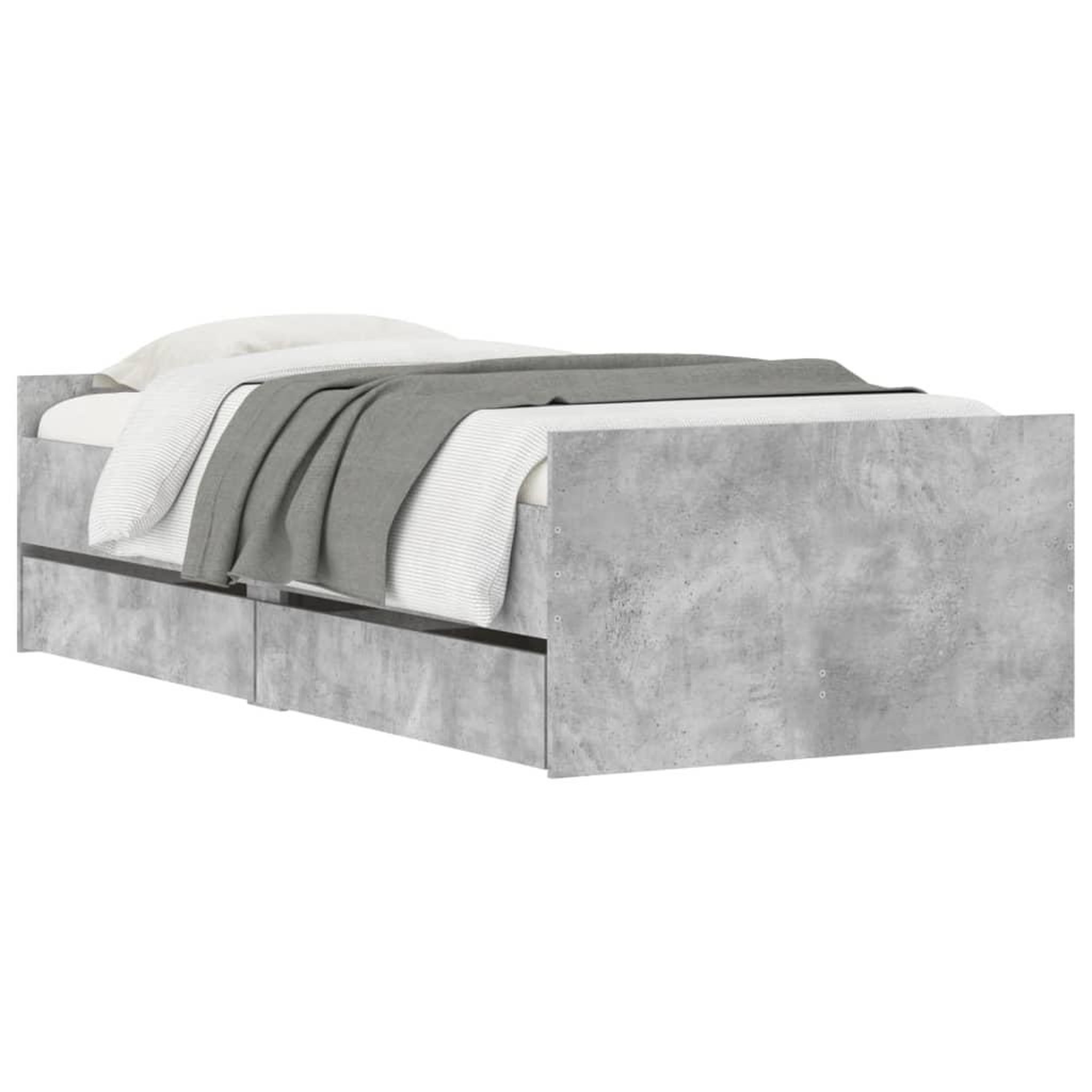 Voir la diapositive 3 : VIDAXL Cadre de lit avec tiroirs sans matelas gris beton 90x200 cm