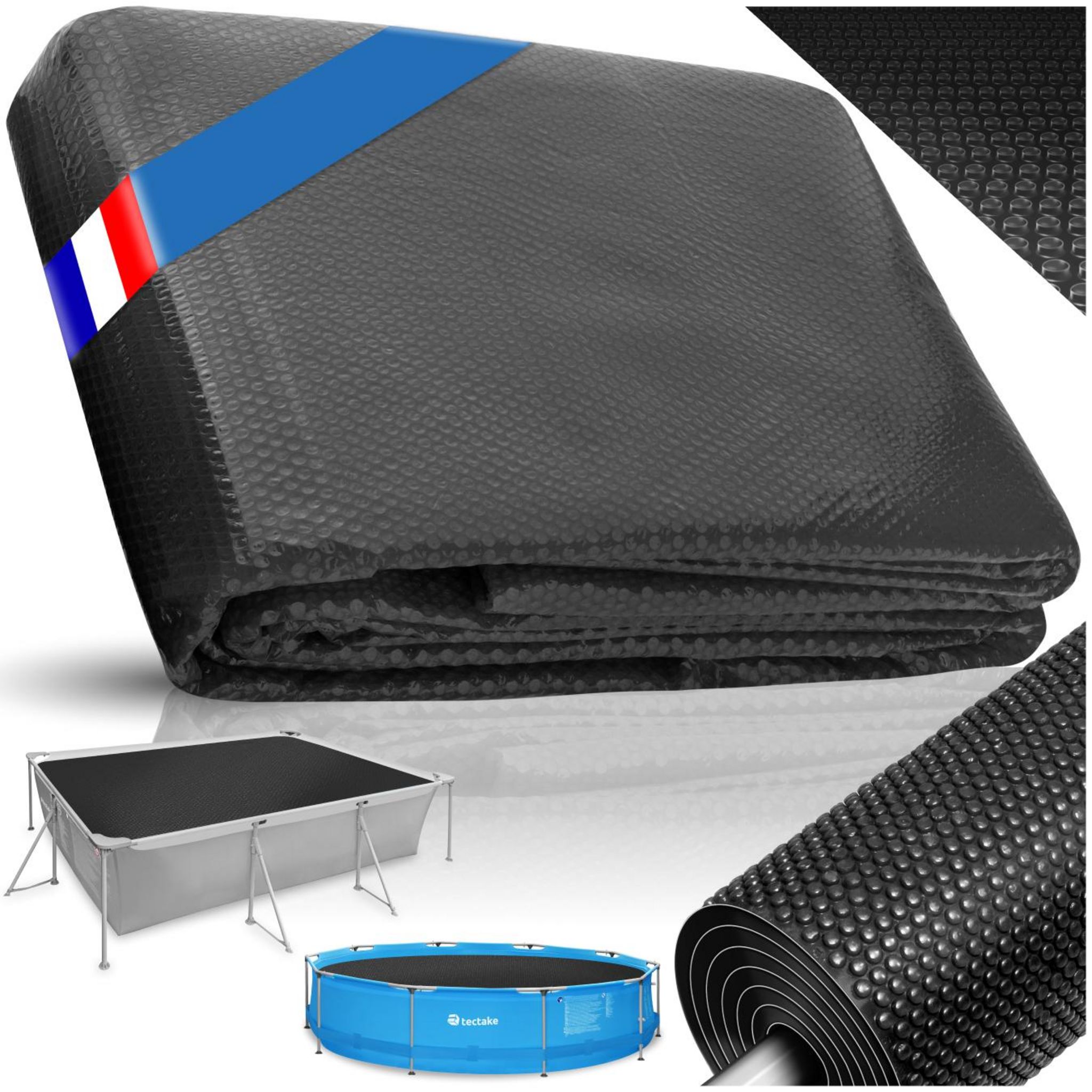 Housse Piscine Rectangulaire 3,7 X 7,6 M – Serrage Rapide Avec Cliquet Breveté + Anneaux De Charge