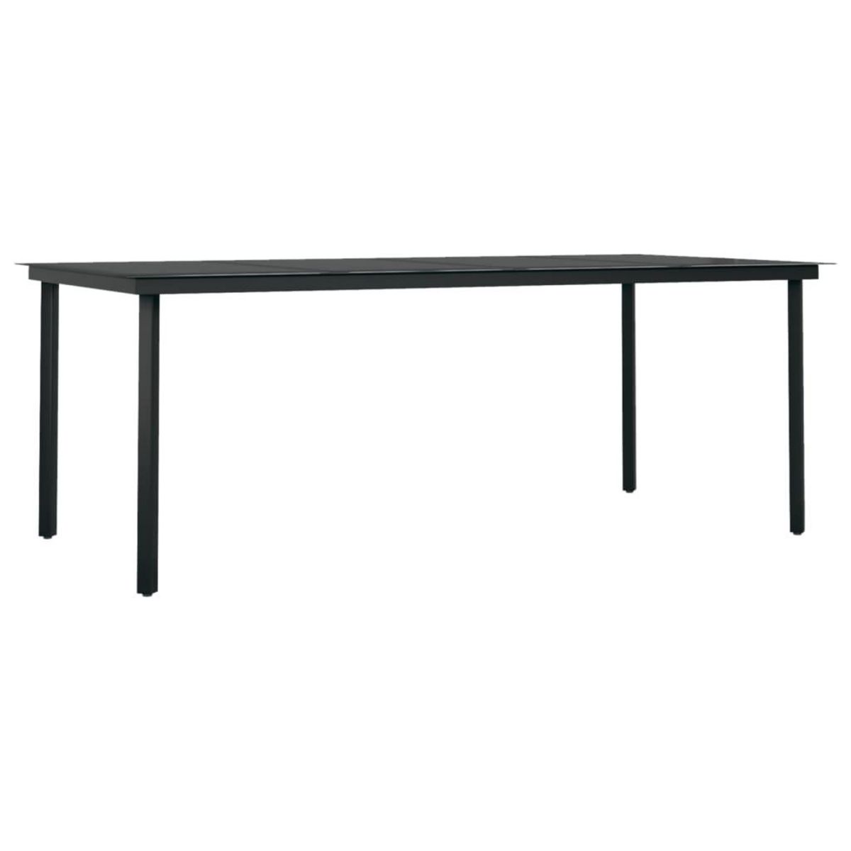 VIDAXL Table a dîner de jardin Noir 200x100x74 cm Acier et verre
