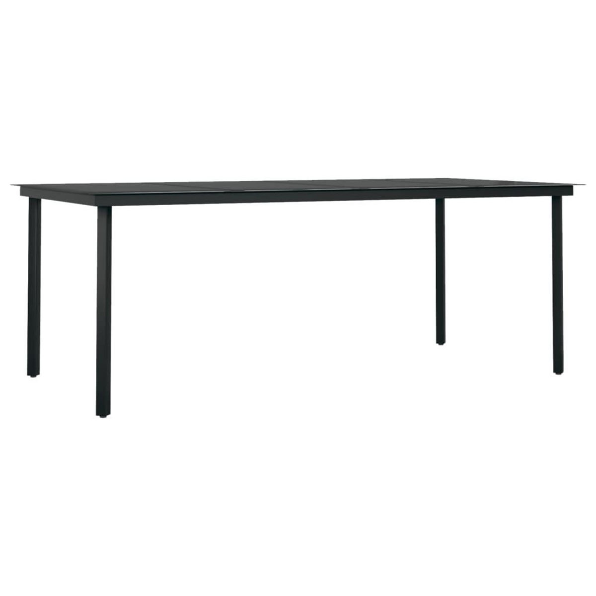 VIDAXL Table a dîner de jardin Noir 200x100x74 cm Acier et verre