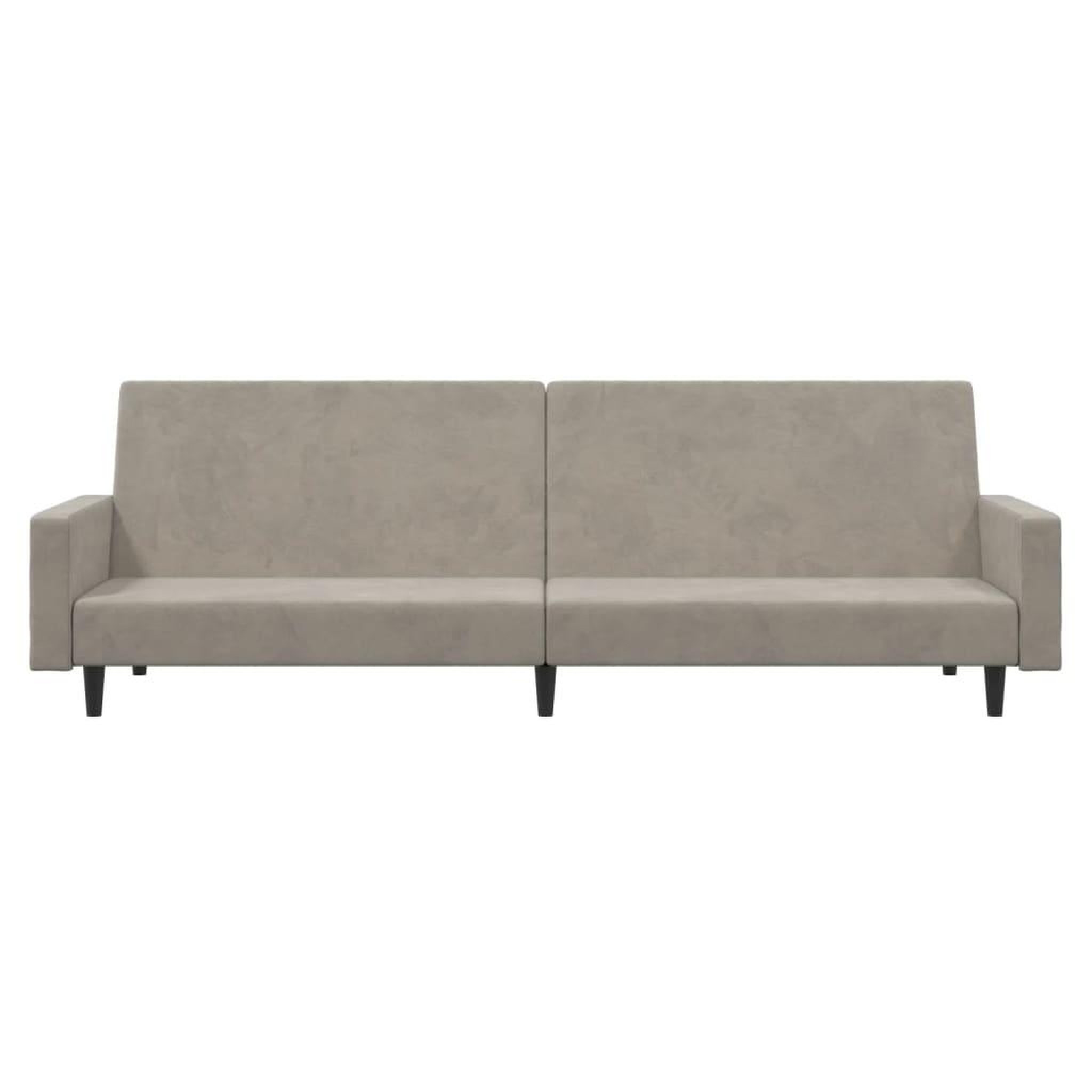 Voir la diapositive 5 : VIDAXL Canape-lit a 2 places gris clair velours