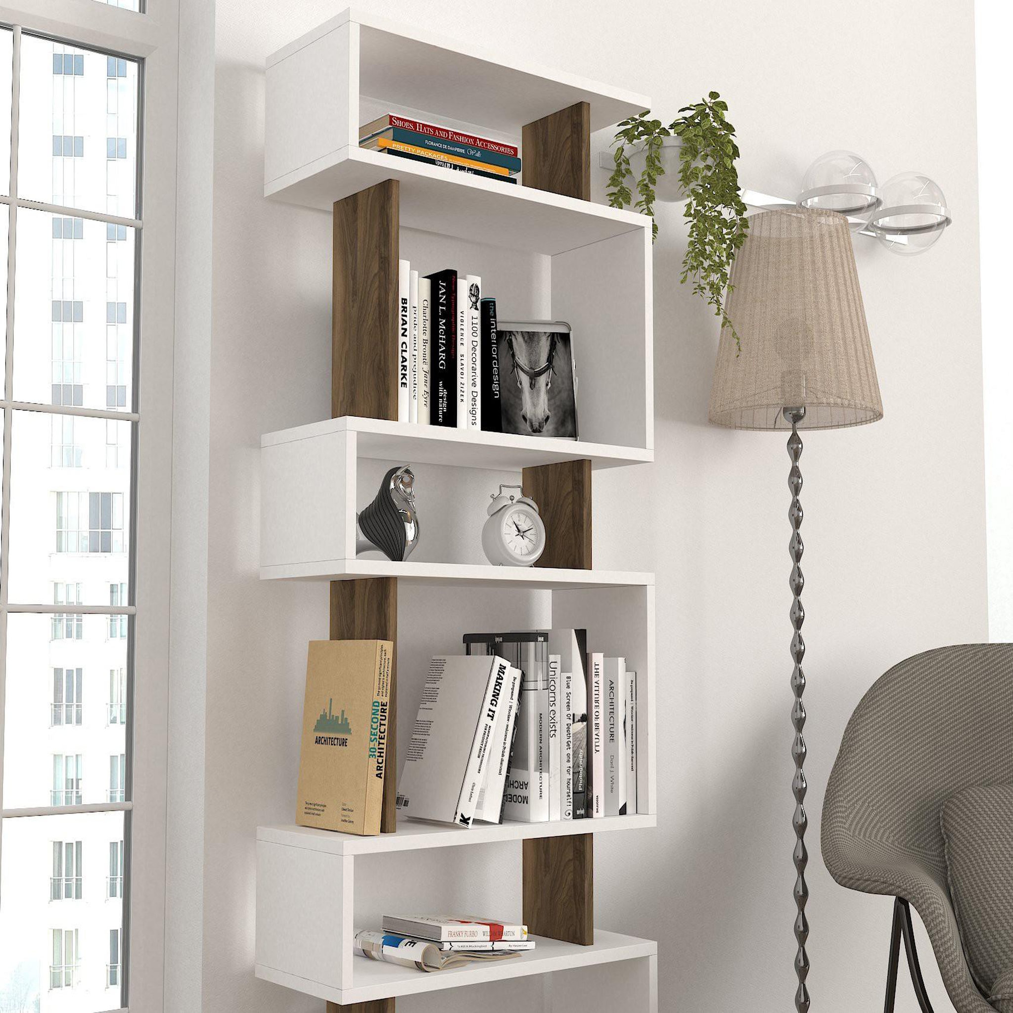 Voir la diapositive 4 : Habitat et Jardin Bibliothèque en bois  blok  - 60 x 19 x 165 cm - marron