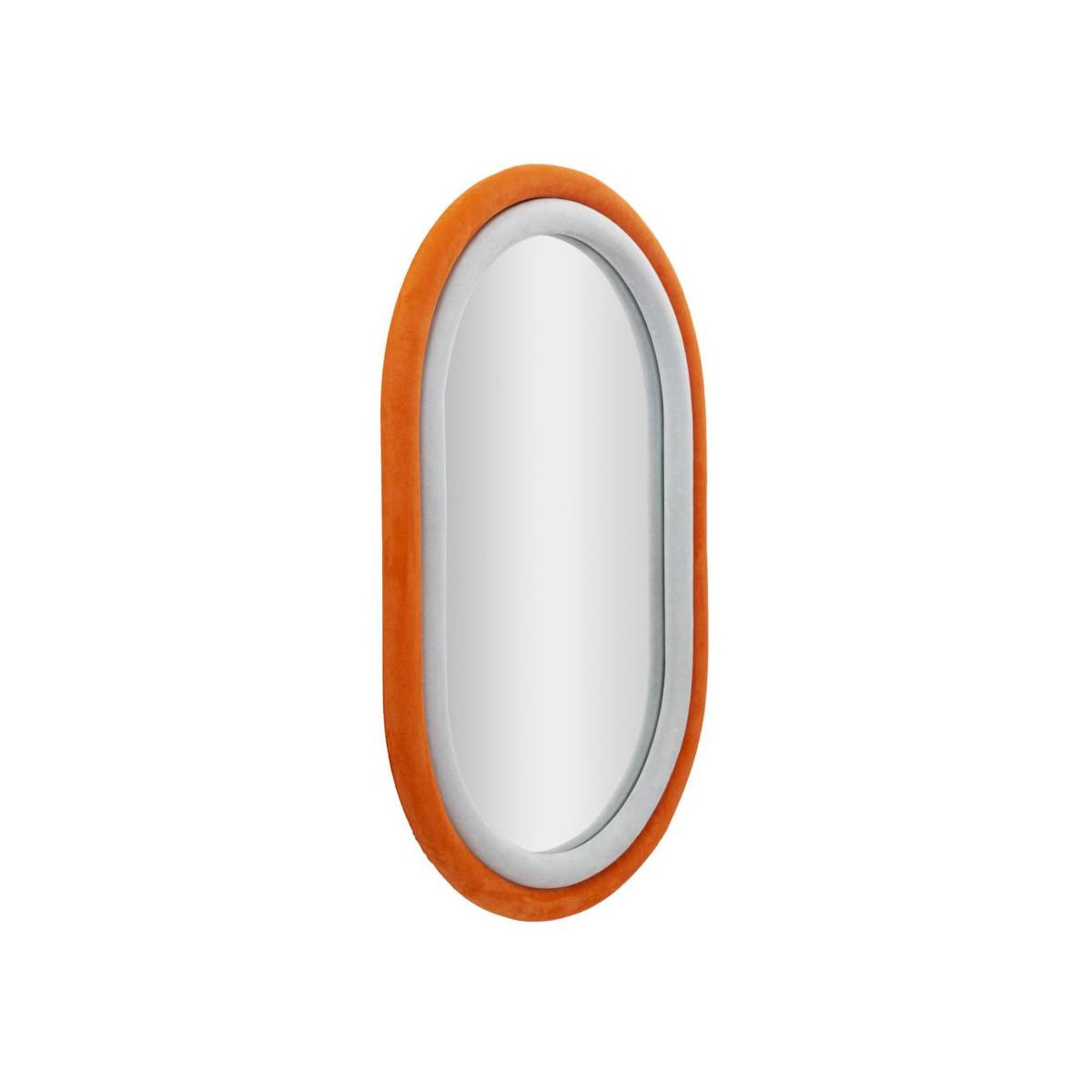 Voir la diapositive 2 : Paris Prix Miroir Mural en Velours  Anthony  90cm Gris & Orange
