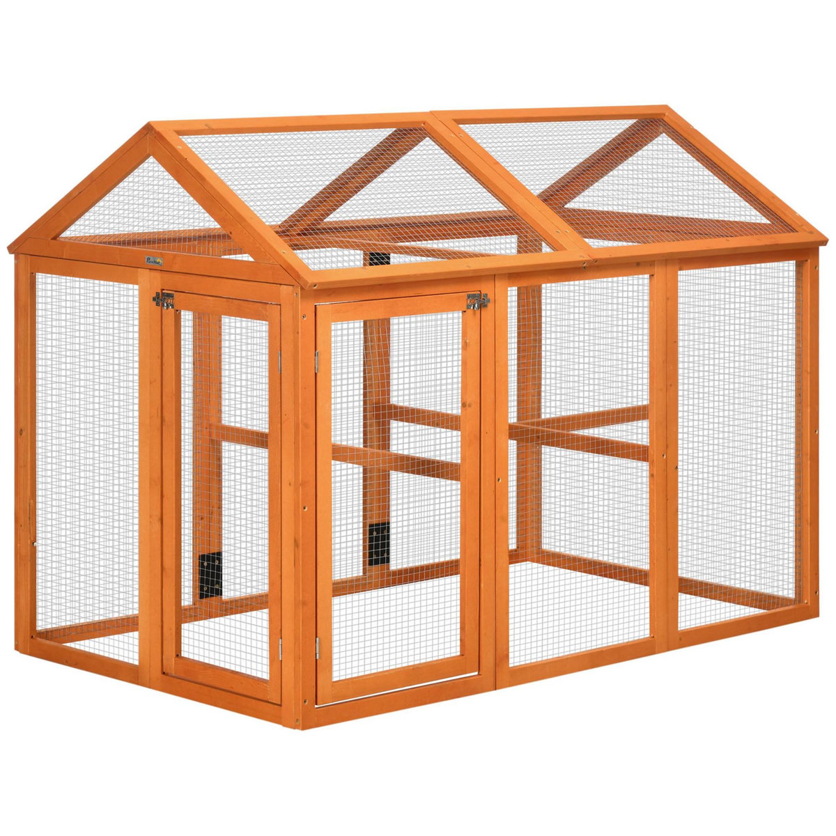 PAWHUT Enclos poulailler parc grillagé dim. 140L x 88,5l x 106H cm - bois de sapin pré-huilé