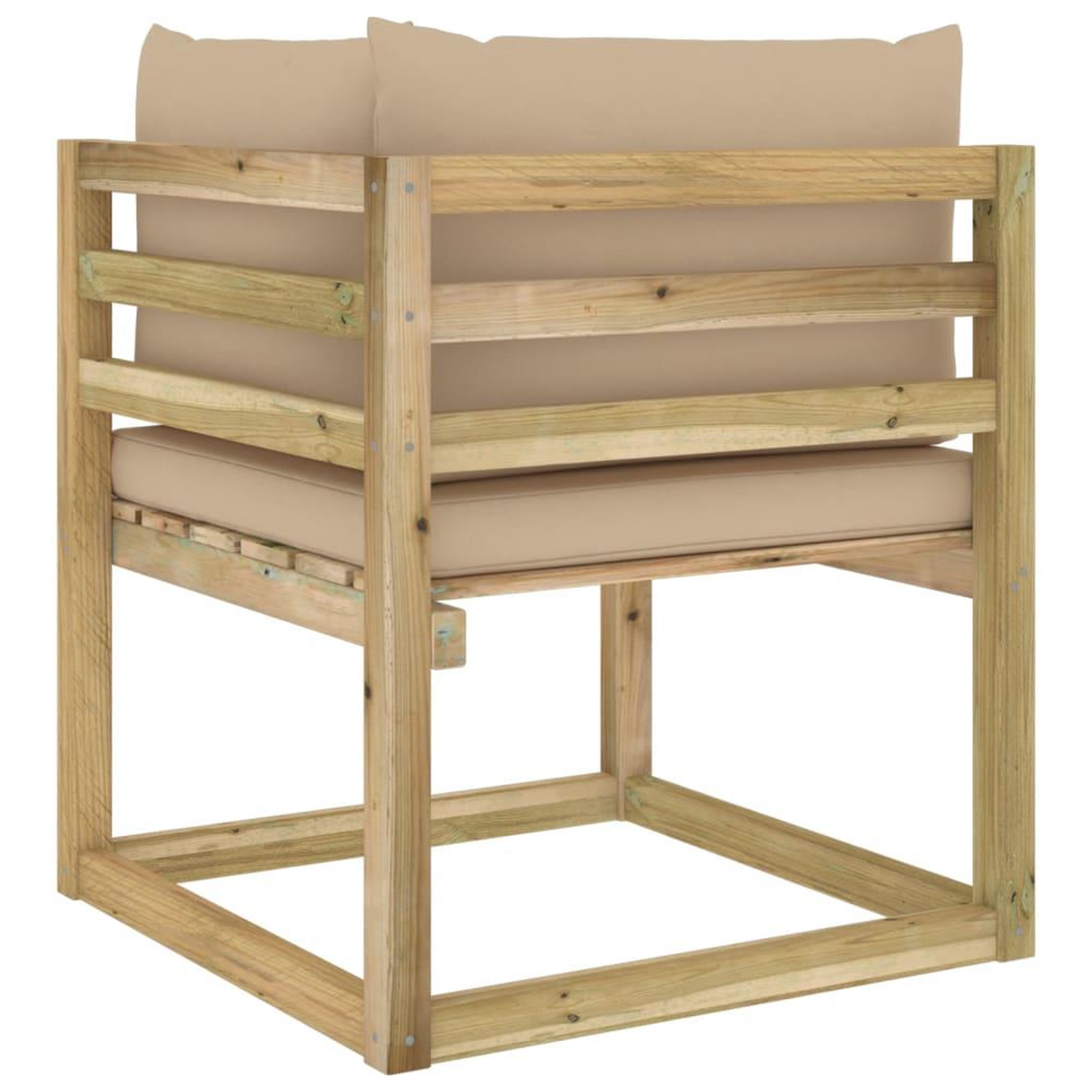 Voir la diapositive 5 : VIDAXL Canape d'angle de jardin avec coussins Bois impregne de vert