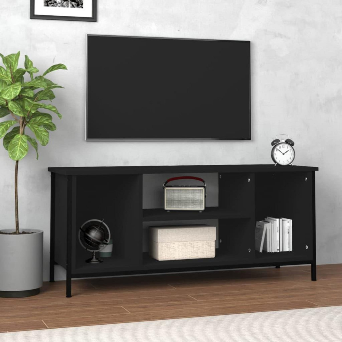 VIDAXL Meuble TV noir 102x35x45 cm bois d'ingenierie