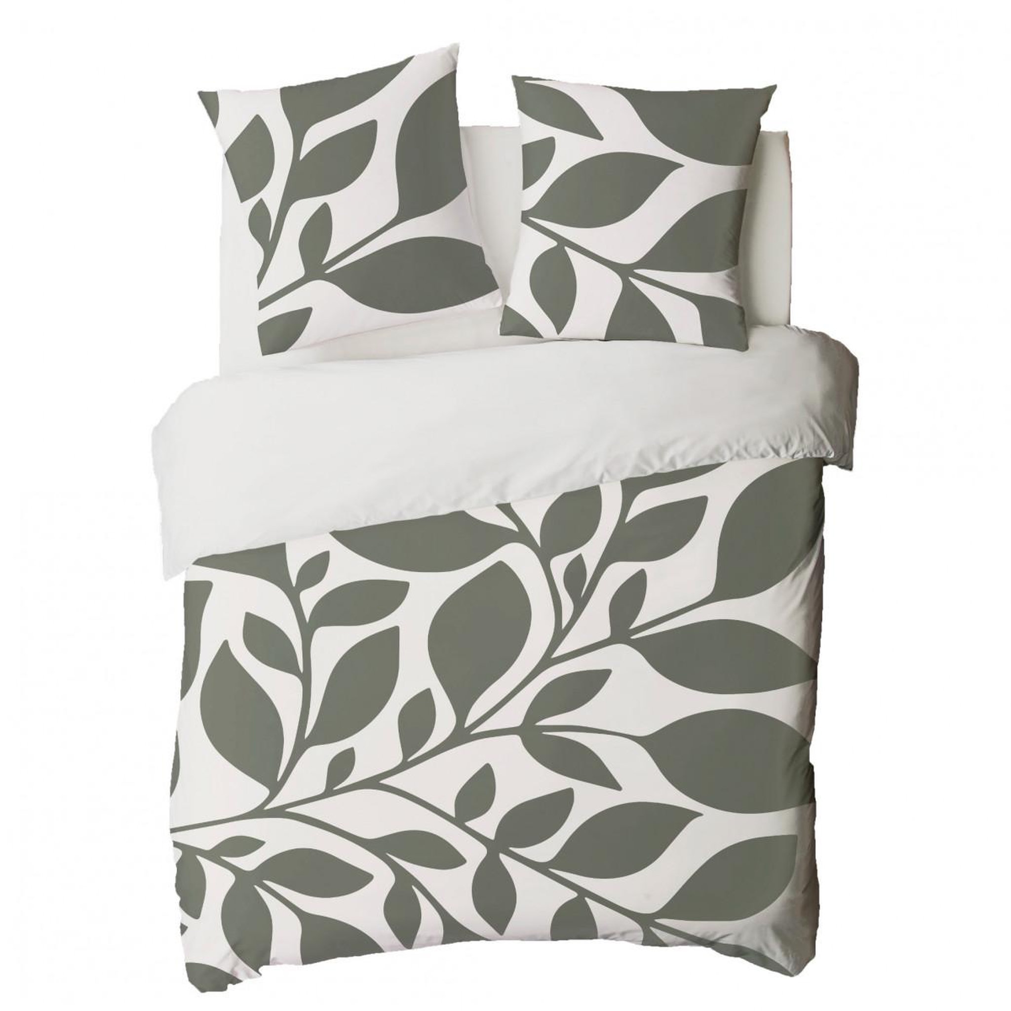 Voir la diapositive 4 : FUTURE HOME Parure de lit 2 personnes en coton 57 fils imprimé vert